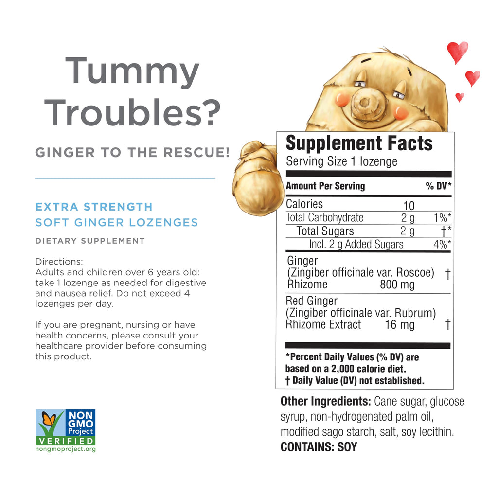 The Ginger People Ginger Rescue Digestive Wellness Lozenges (Soft) | Extra Strength - 800mg | Nausea, Upset Stomach, Motion Sickness