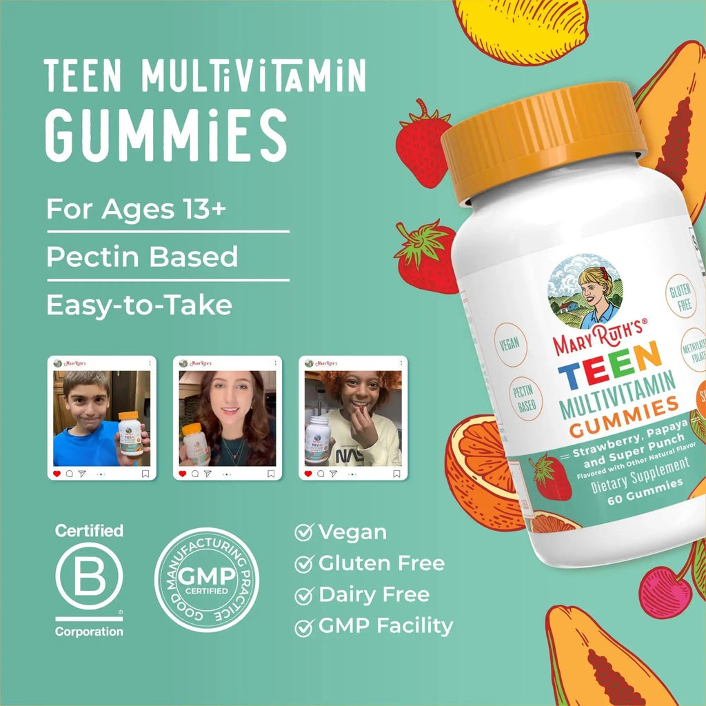 MaryRuth Organics Multivitamin for Teens | Teen Multivitamin Multimineral Gummies with Vitamin B, C, D and E, Biotin, Zinc MaryRuth Organics Au supplements