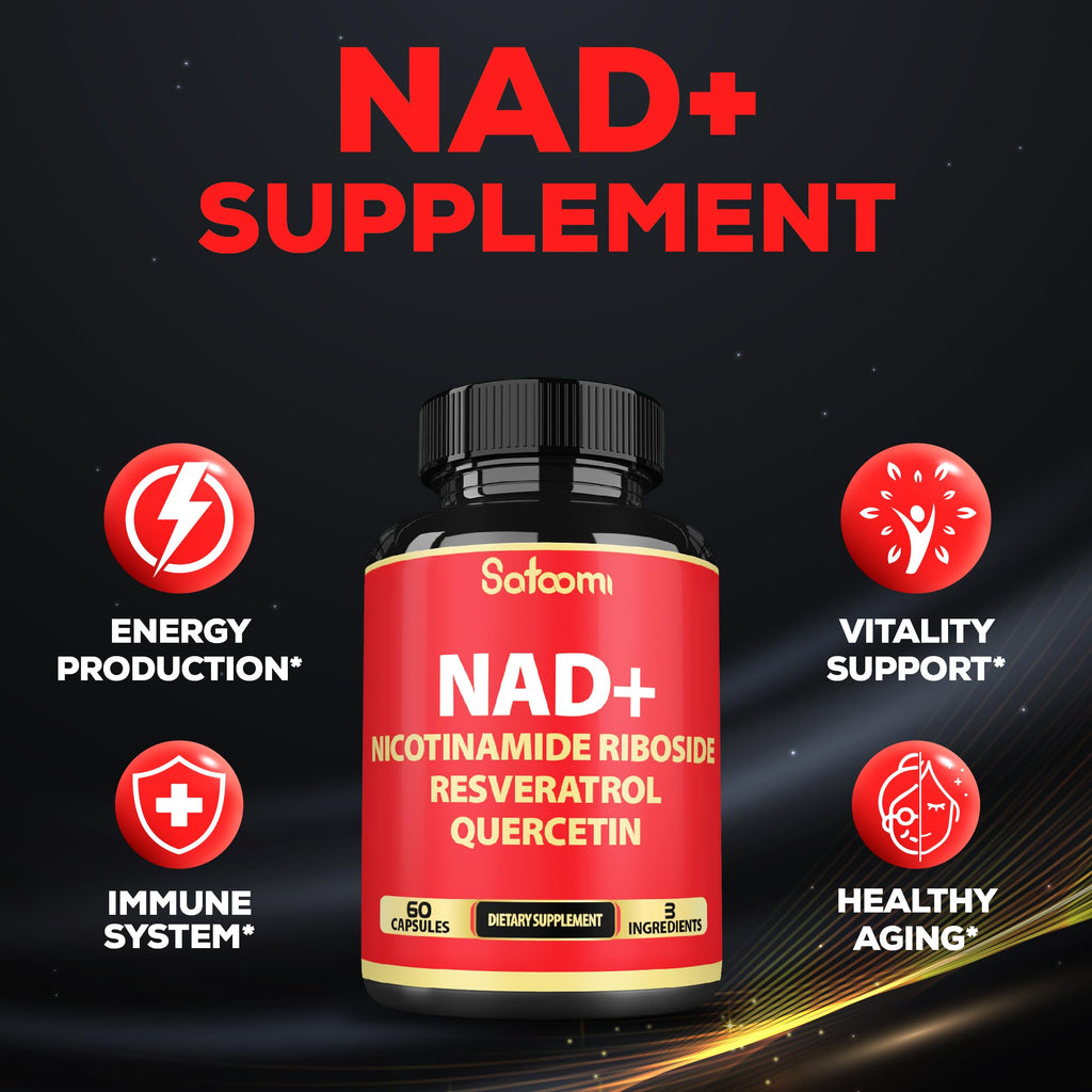 Satoomi NAD Supplement with Nicotinamide Riboside NR, Resveratrol, Quercetin - 60 Count - 30 Days Satoomi Au supplements