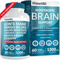 14-in-1 Lions Mane Supplement Capsules - Nootropic Brain Supplement with Ginkgo Biloba for Brain Support, Memory and Focus - Alpha GPC, L Theanine & Choline Supplements with 1300mg Per Serving (60 ct) PrimeMD Au supplements