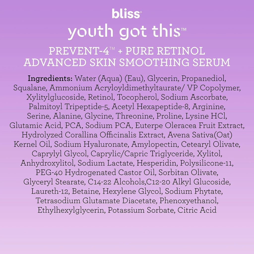Bliss Youth Got This™ Prevent-4™ + Pure Retinol - 0.67 Fl Oz - Advanced Skin Bliss Au supplements