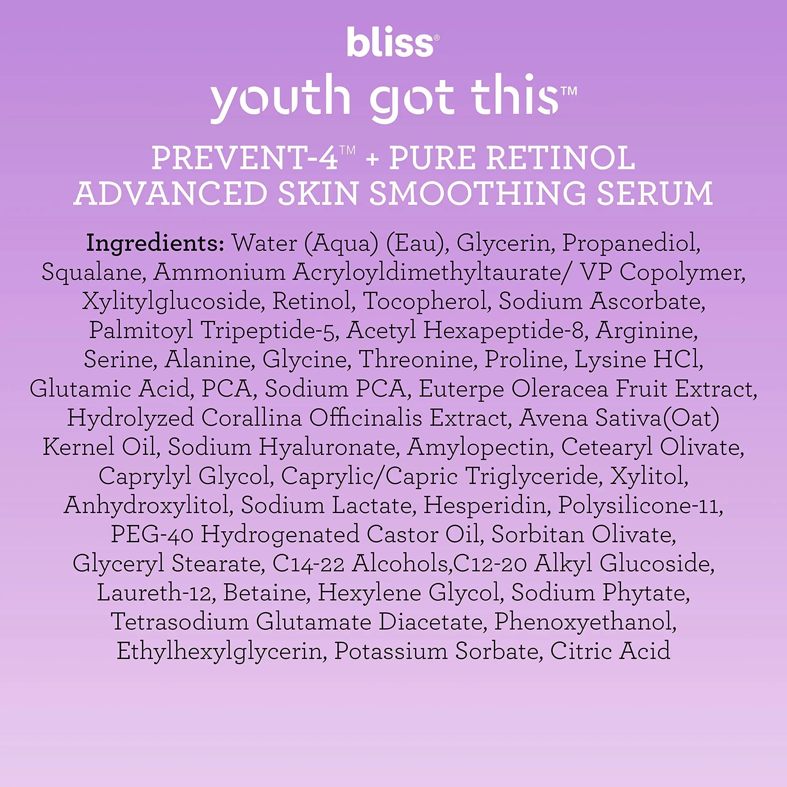 Bliss Youth Got This™ Prevent-4™ + Pure Retinol - 0.67 Fl Oz - Advanced Skin Bliss Au supplements
