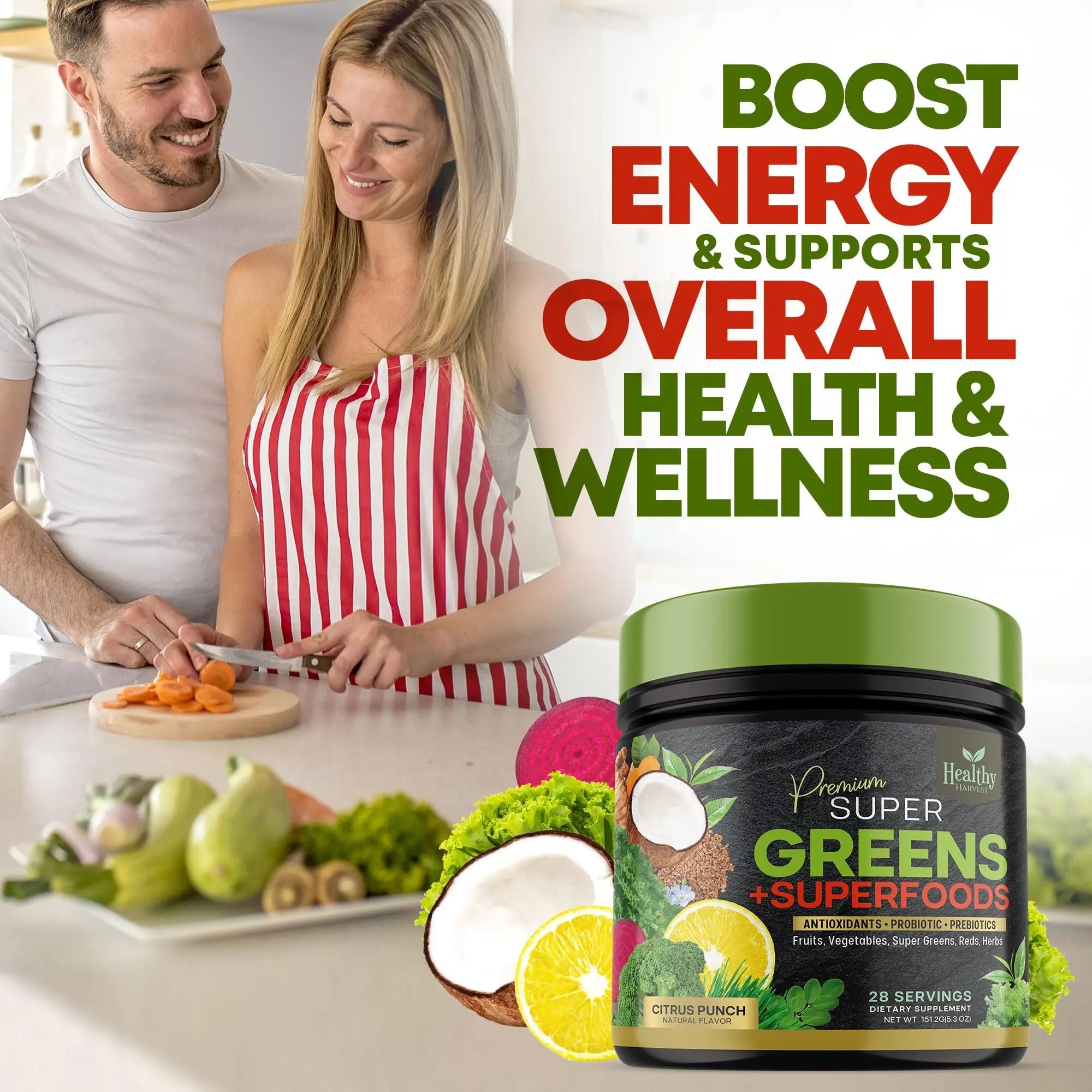 Greens Powder Superfood Supplement - Super Green Reds Smoothie Mix Blend with Spirulina Healthy Harvest Nutrition Au supplements
