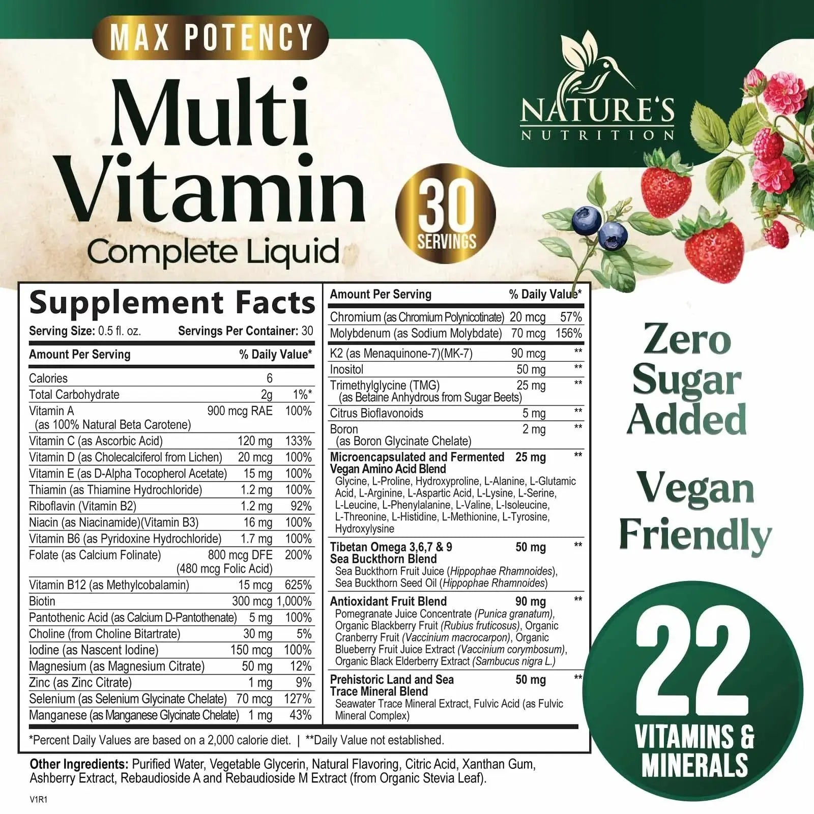 Liquid Multivitamin - Sugar Free Daily Multi Vitamin for Women, Men & Kids, Vitamins A, C, D, B-12, Biotin & Zinc - Supports Faster Hair Growth Nature's Nutrition Au supplements