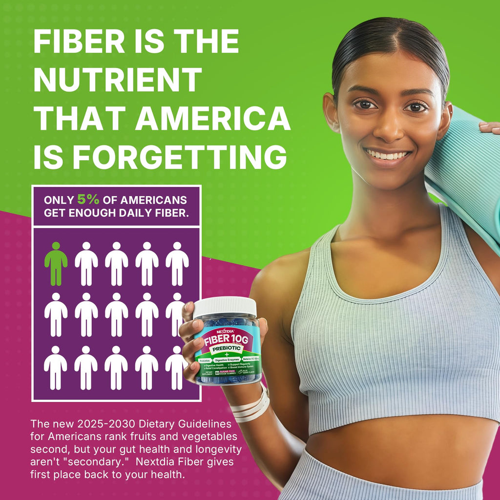Fiber Gummies for Adults, Sugar Free 10g Prebiotic Fiber Supplement with Digestive Enzymes, Probiotics & 100mg Betaine for Digestive & Gut Health