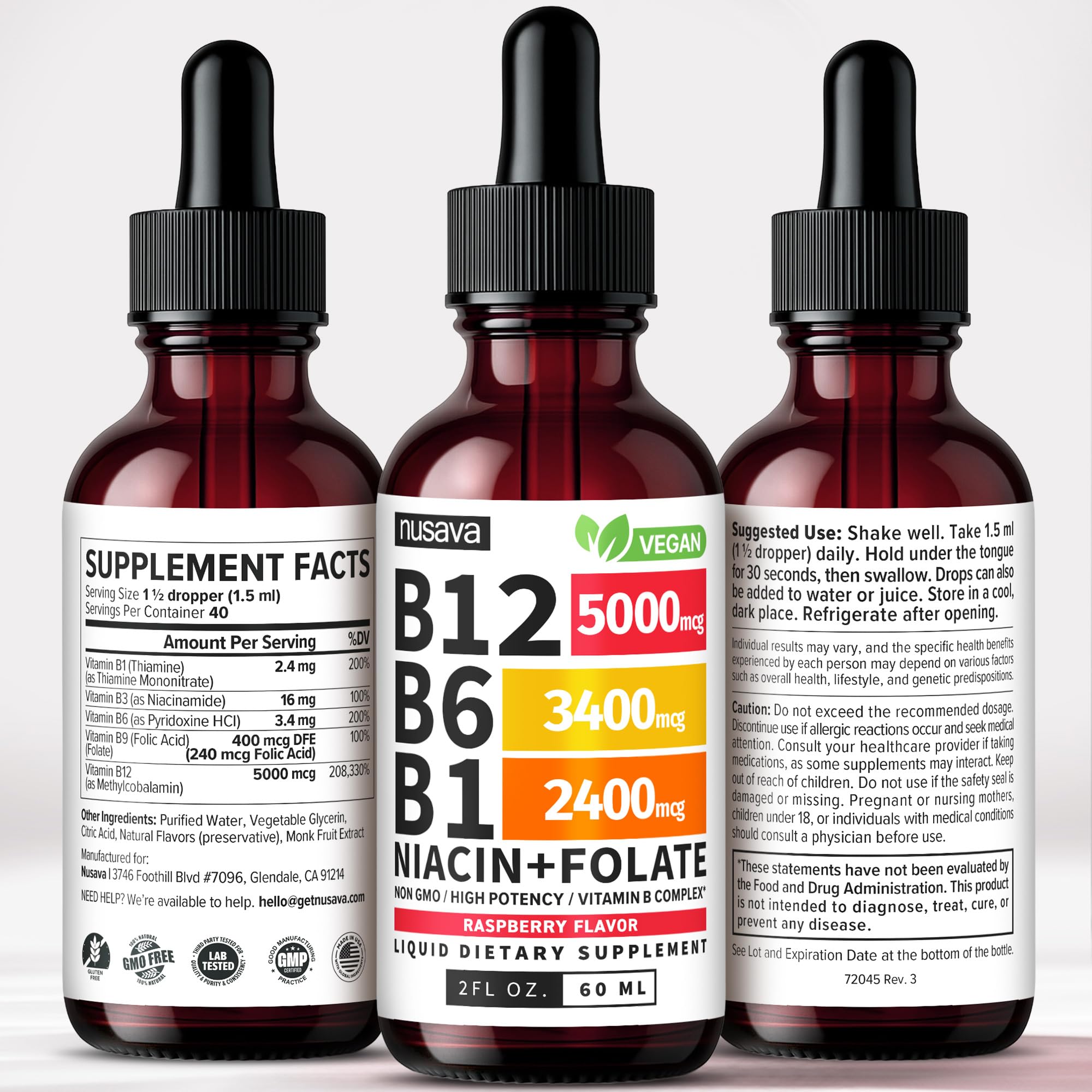 (2 Pack) Vitamin B12 and B6 Liquid Drops, B12 Sublingual Vitamin B Complex - B 12 Vitamin 5000mcg - B12 Methylcobalamin for Energy