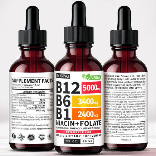 (2 Pack) Vitamin B12 and B6 Liquid Drops, B12 Sublingual Vitamin B Complex - B 12 Vitamin 5000mcg - B12 Methylcobalamin for Energy