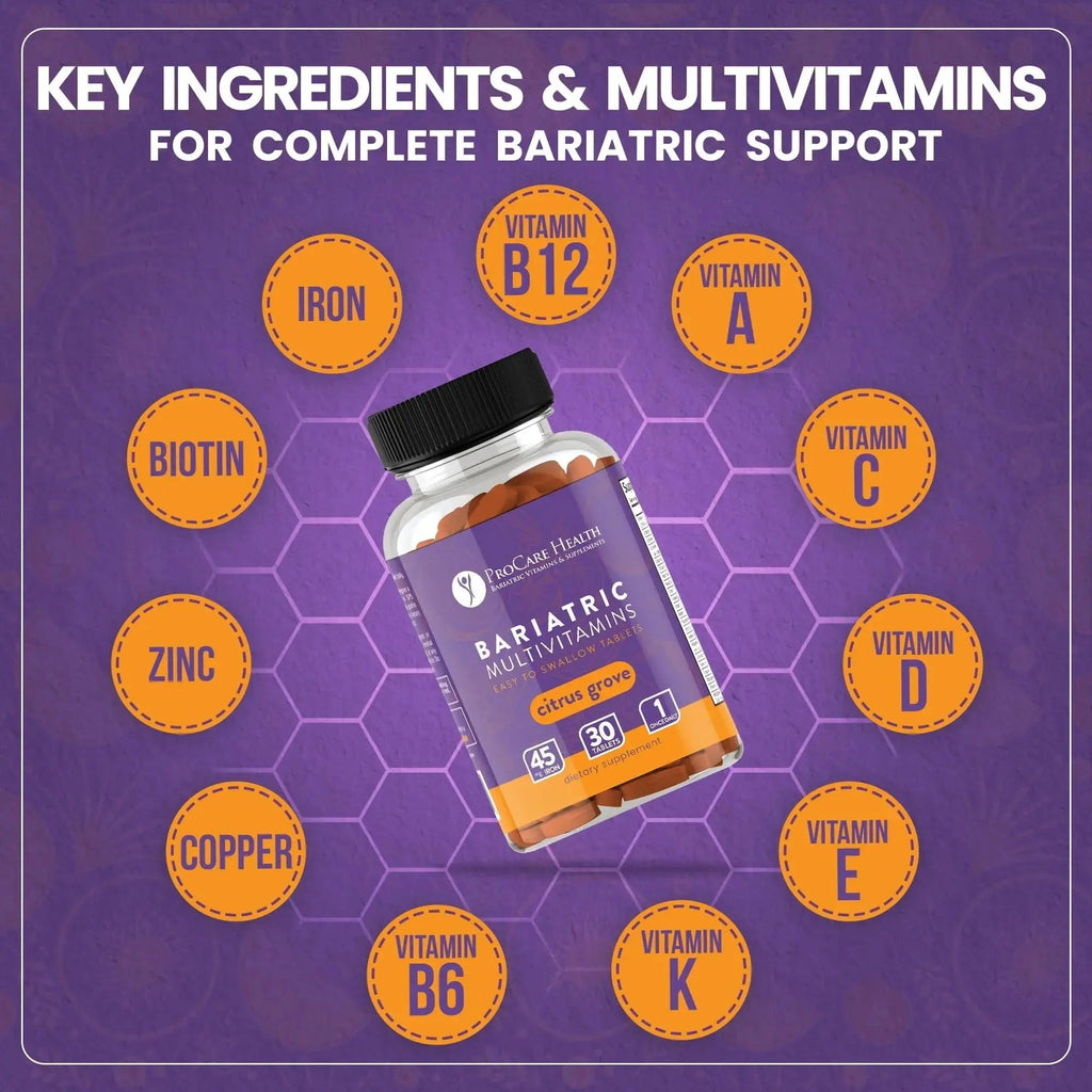 Procare Health Bariatric Multivitamin with Iron 45mg Easy to Swallow 30 Tablets - Post Op Bariatric Vitamins for Gastric Bypass Pills ProCare Health Au supplements