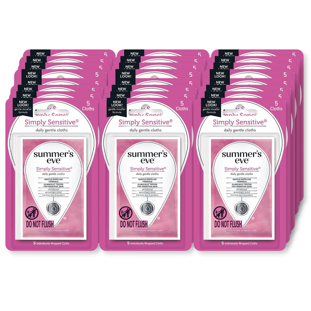 Summer's Eve Feminine Wipes, Simply Sensitive, 5 Count Trial & Travel Size, 24 Pack Summer's Eve Au supplements
