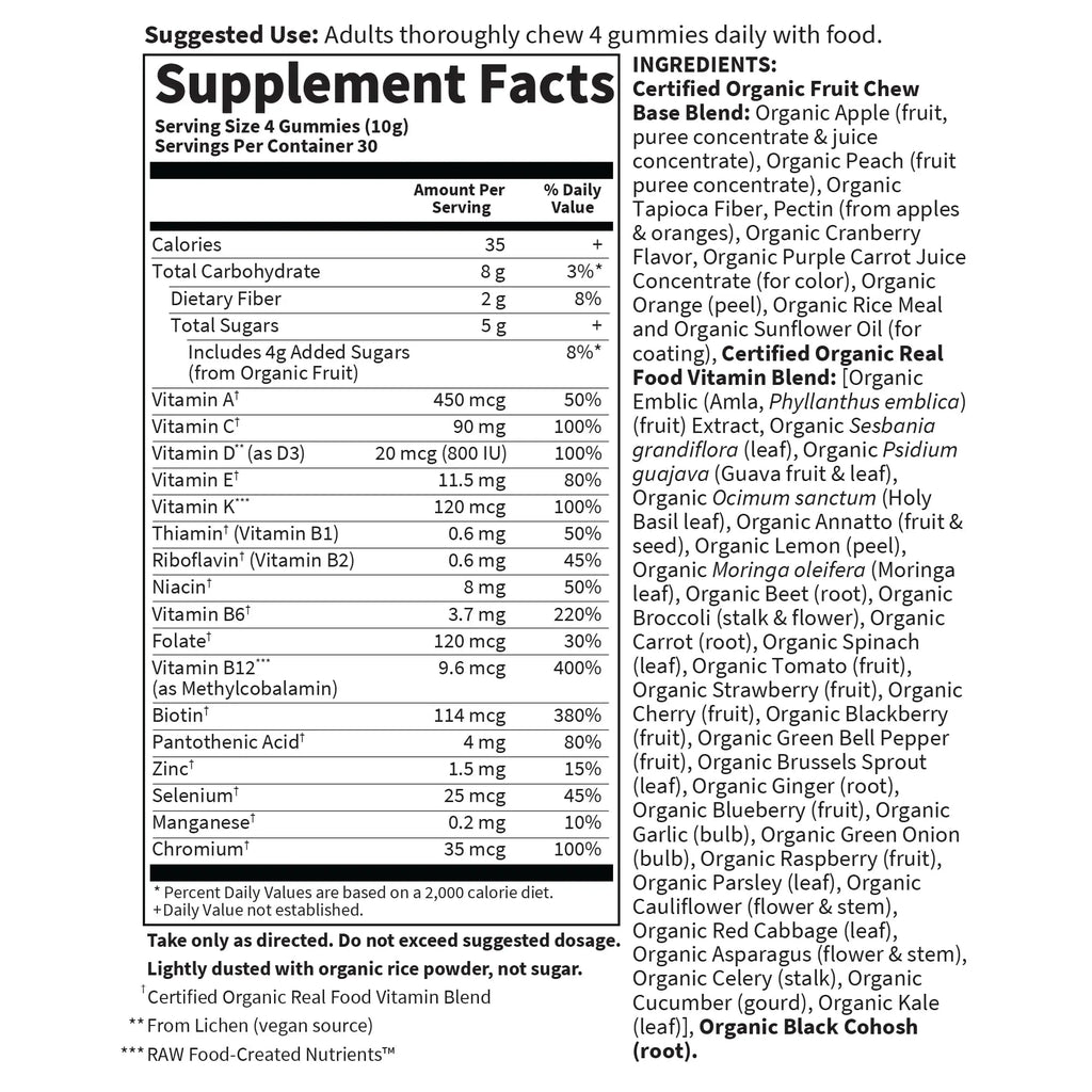 Garden of Life Organics Women 40+ Gummy Vitamins - Berry - Certified Organic, Non-GMO, Vegan, Kosher Complete Multi - Methyl B12, C & D3 Garden of Life Au supplements