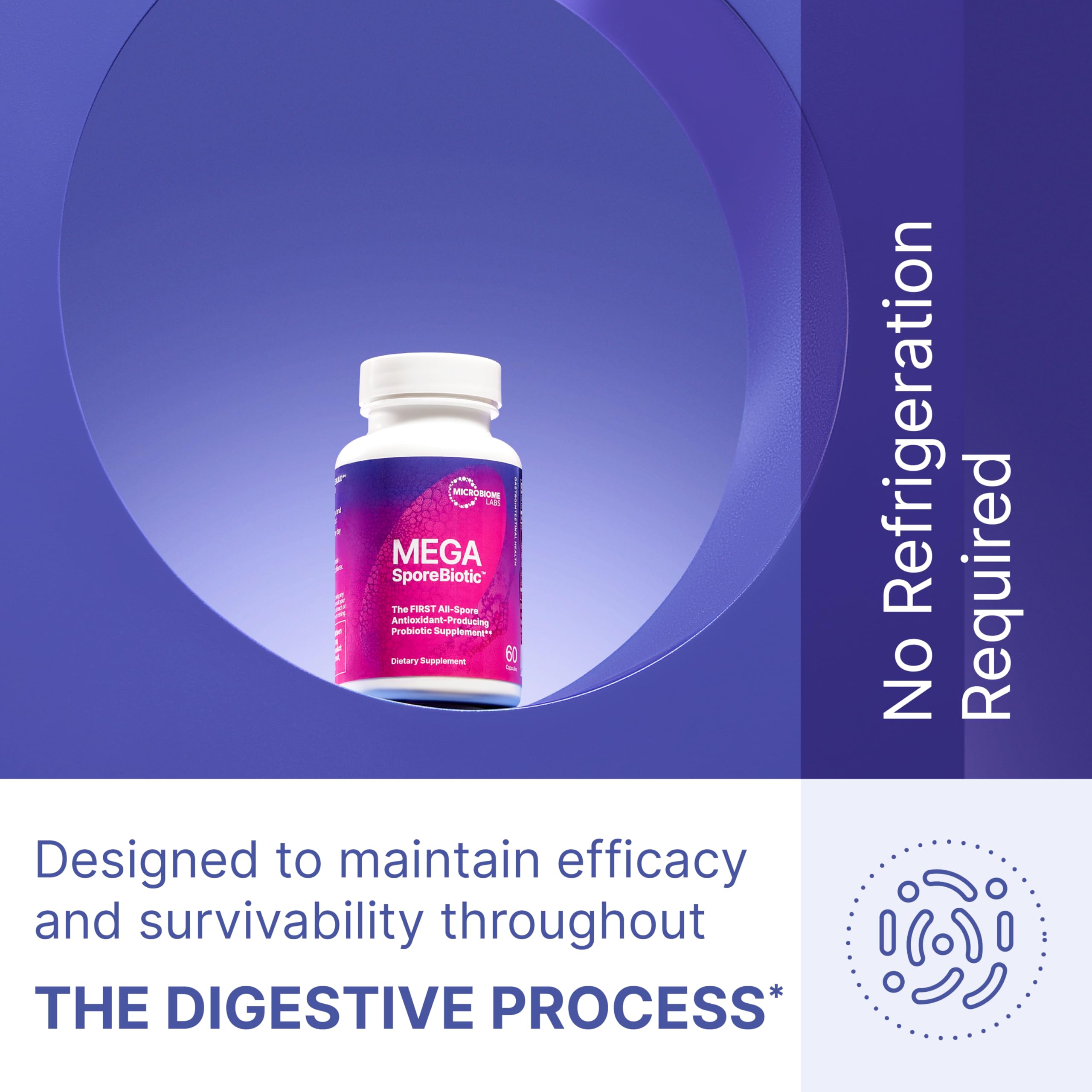 Microbiome Labs MegaSporeBiotic Probiotics for Women & Men - Spore-Based Probiotic for Gut Health & Digestive Support - Shelf-Stable, Travel-Friendly