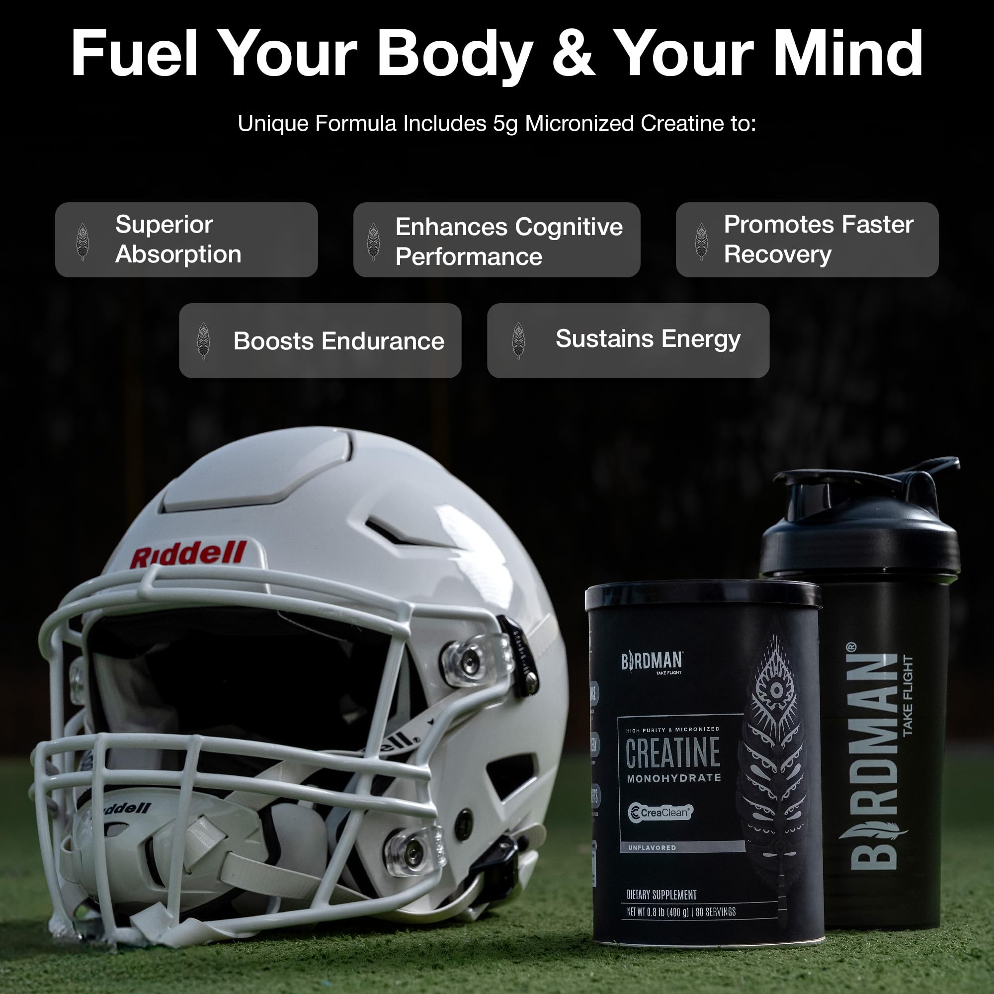 BIRDMAN Micronized Creatine Monohydrate Powder, Muscle Recovery, Caffeine Free, Creatine Pre Workout, Vegan, Post Workout, Gluten Free, Sugar Free