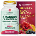 PurePremium D-Mannose with Cranberry, Hibiscus & Dandelion - 1000mg D-Mannose Supplements for Women Supports Urinary Tract Health & Bladder Health - Made in USA, Vegan, 120 Capsules, 2 Month Supply PurePremium Supplements Au supplements