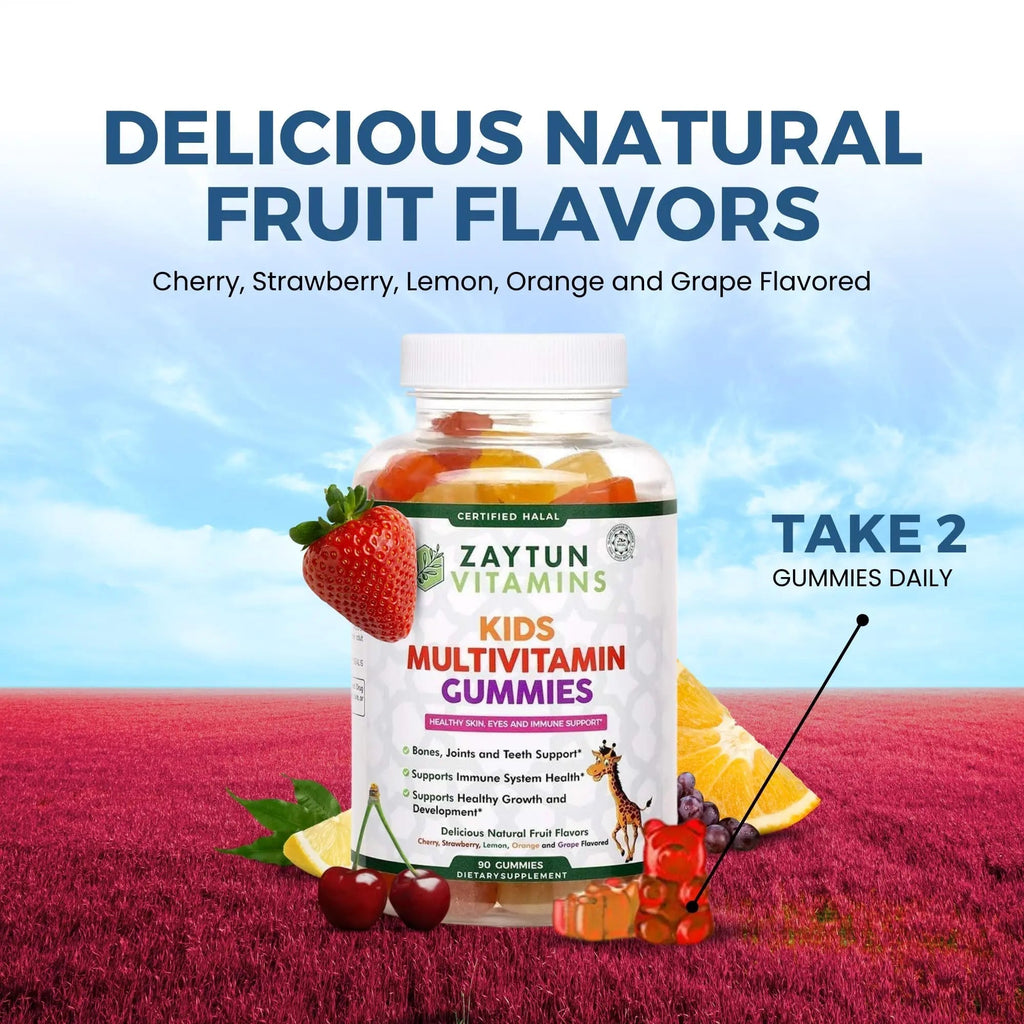Zaytun Halal Vitamins for Kids Multivitamin Gummies, Naturally Sourced Vitamin A, C, D, E, B6, B12, Biotin - Vegetarian, No Gelatin Zaytun Vitamins Au supplements