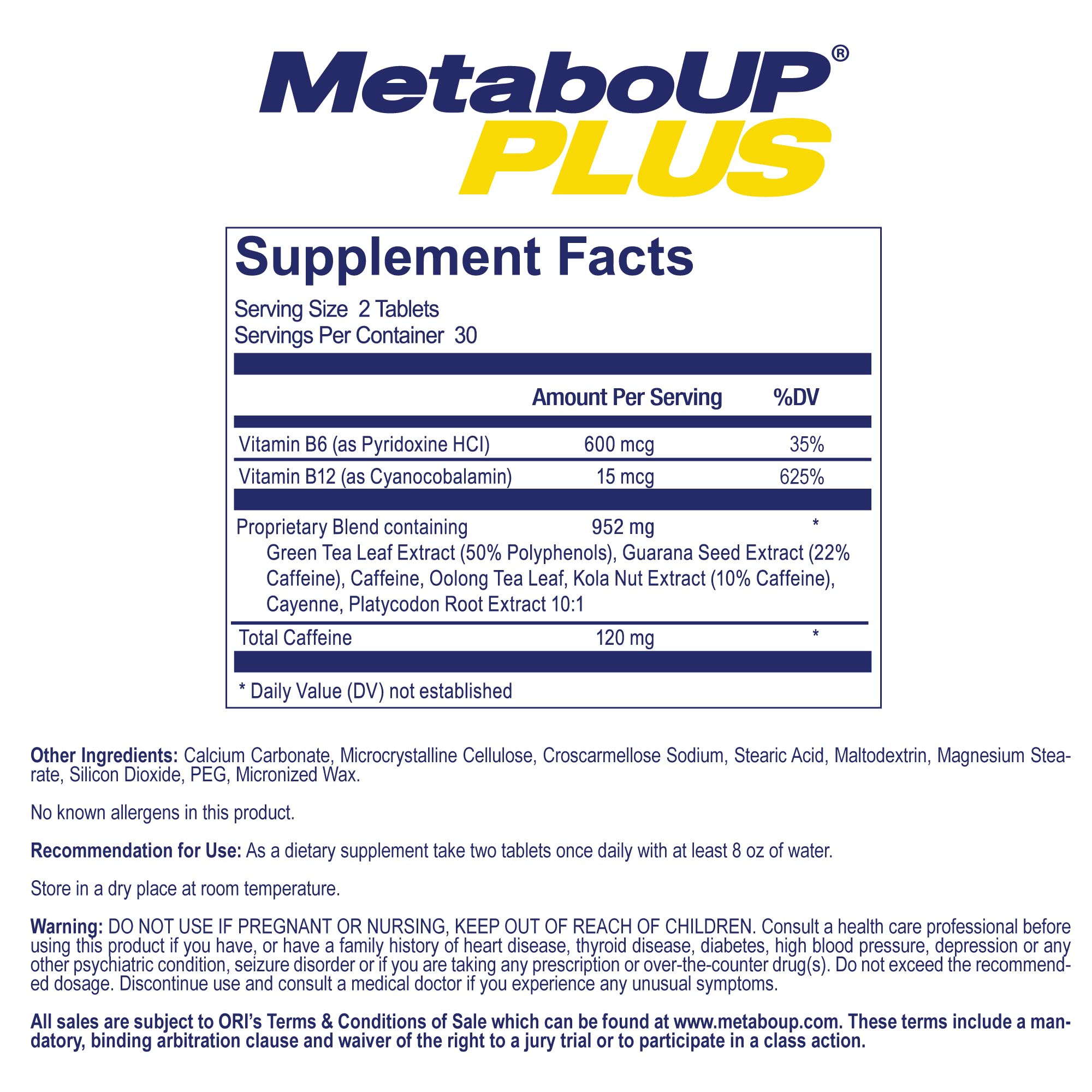 Lipozene MetaboUP Plus - 2 60 Ct Bottles - Thermogenic Weight Loss - Energy Booster Pills