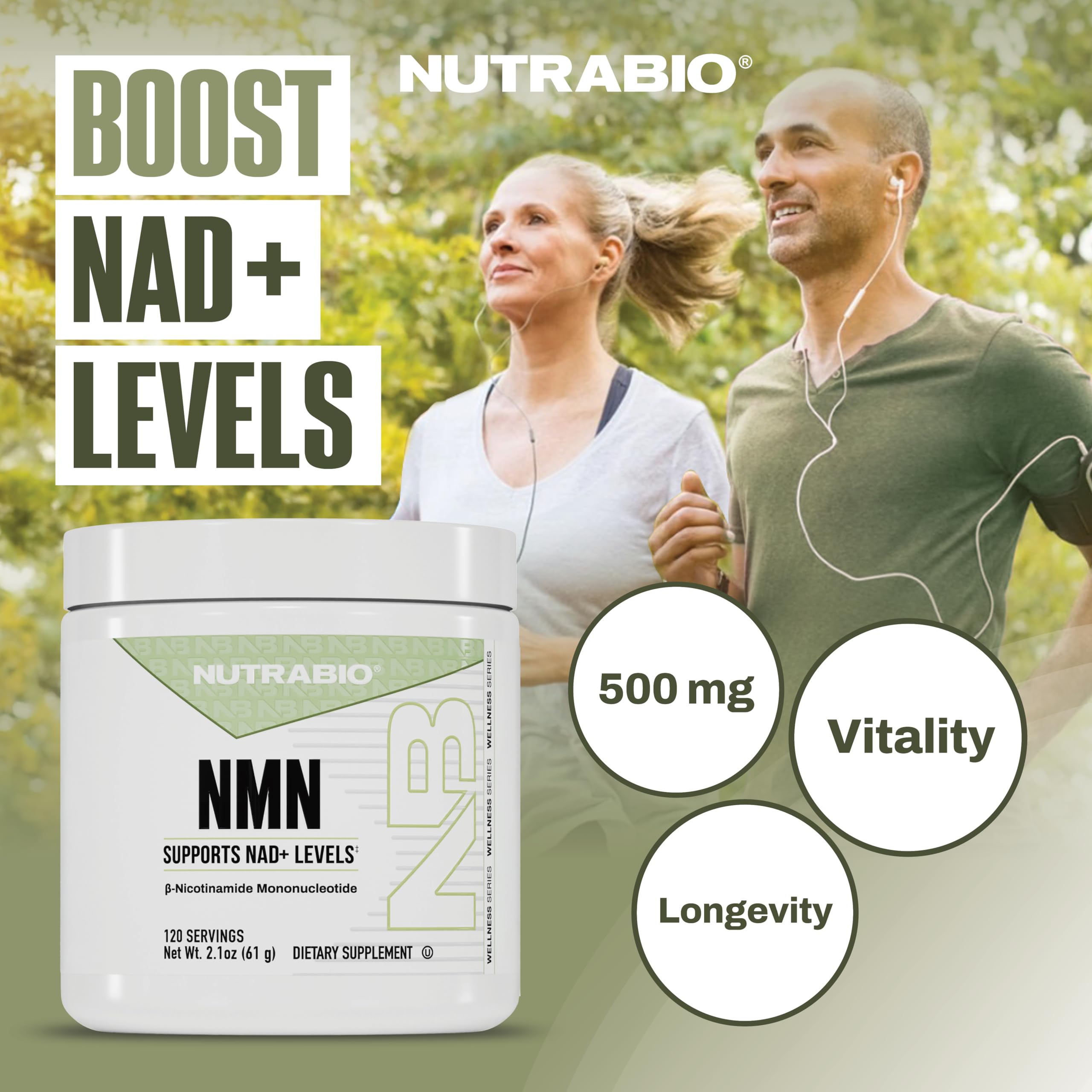 NutraBio NMN - NAD Supplement, Longevity Support, Boost NAD Levels, Increase Cellular Energy, Brain Health, Healthy Aging- 120 Servings NutraBio Au supplements