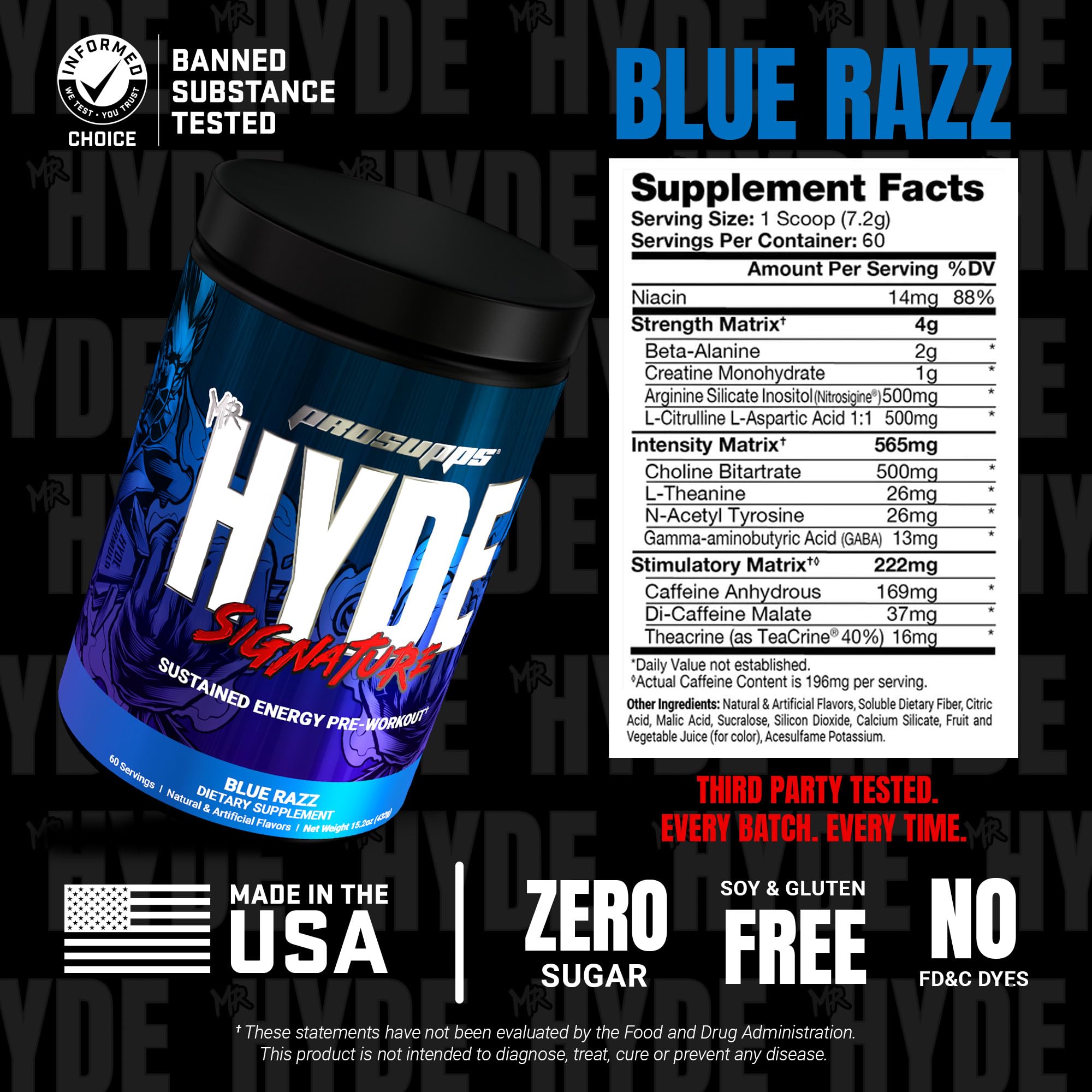 ProSupps Mr. Hyde Signature Pre Workout Powder with Creatine, Beta Alanine & Caffeine - Performance, Energy & Endurance - Clean Fitness & Gym Supplements