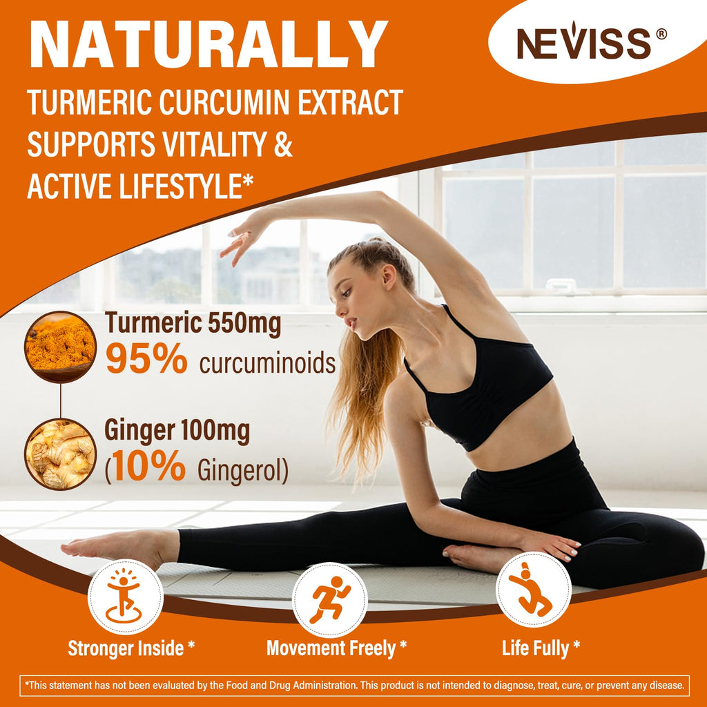Sugar Free Turmeric Curcumin Filled Gummies 550mg for Adults, Ginger & Black Pepper | 95% Curcuminoids w/Prebiotic Probiotic & Postbiotic Blend, Support, Immune & Digestive Health, Vegan, 2Pack NEVISS Au supplements