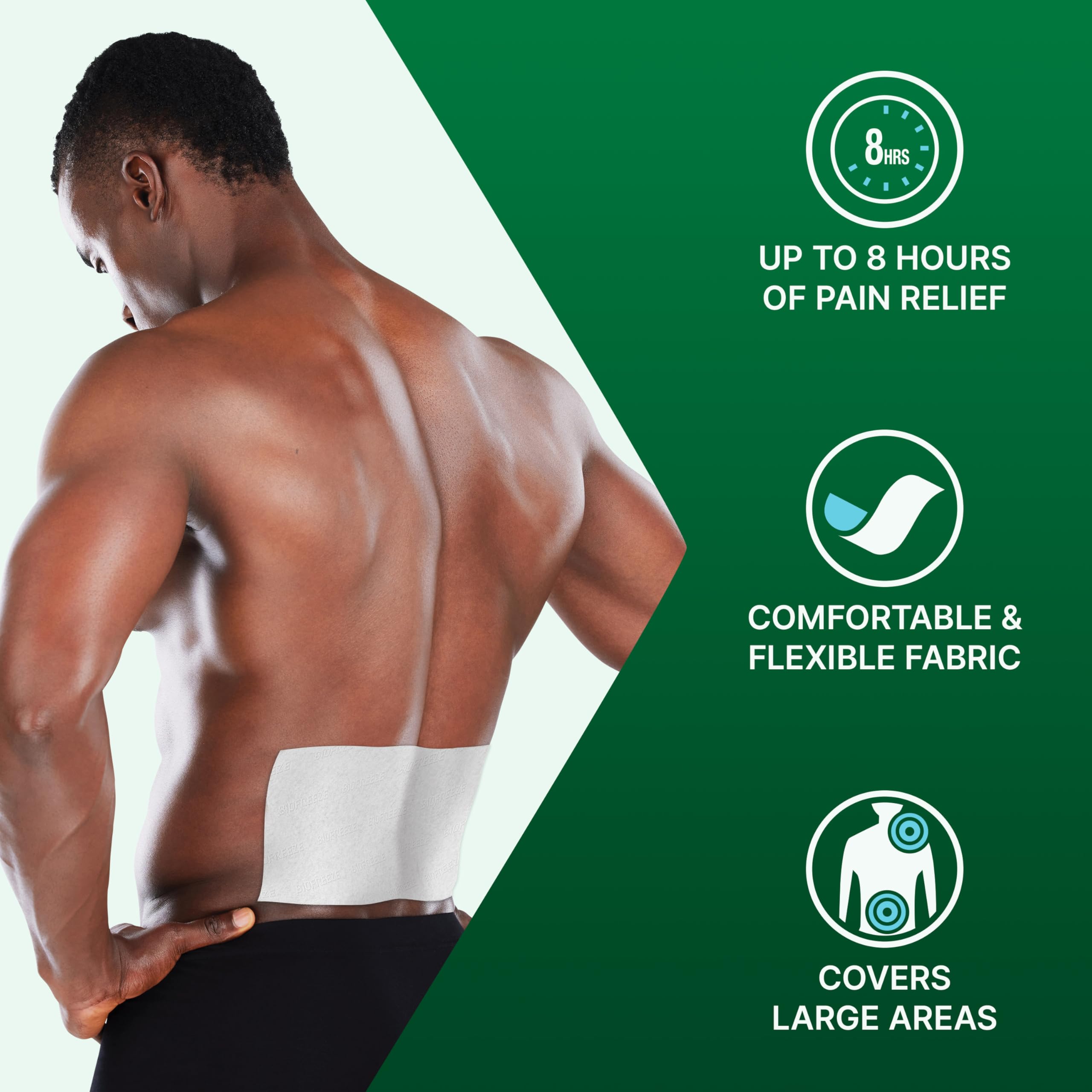 Biofreeze XL Pain Relief Patches, Menthol Pain Patches for Lower Back, Neck, Knee, & Shoulder, Comfortable & Flexible Fabric Stays in Place, 4 ct Biofreeze Au supplements