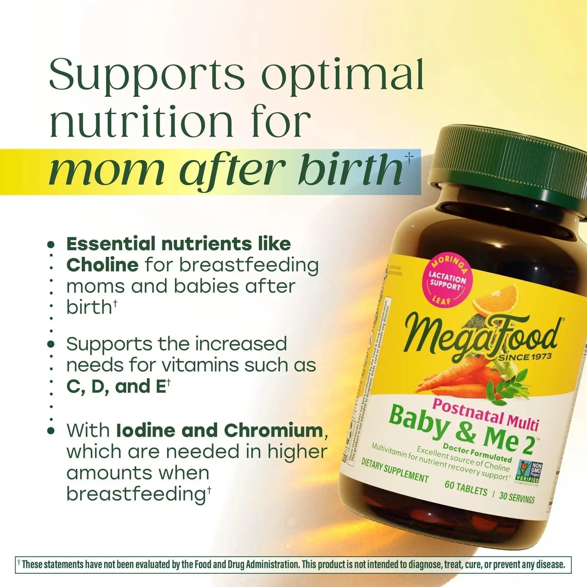 MegaFood Baby & Me 2 Postnatal Vitamins for Women Breastfeeding with Folate (Folic Acid Natural Form), Choline, Iodine, Vitamin D MegaFood Au supplements