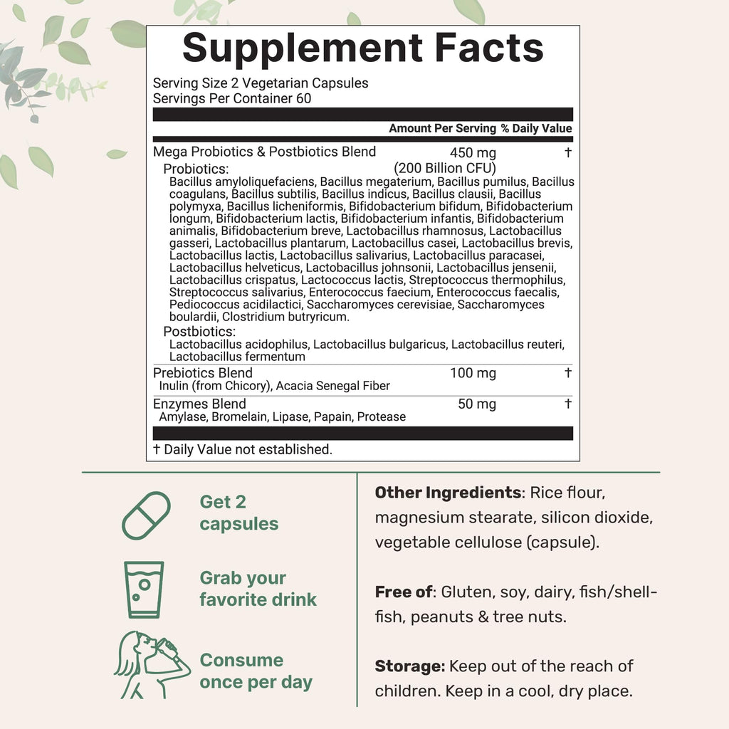 Micro Ingredients Probiotics 200 Billion CFU, 120 Veggie Capsules | Mega Probiotics for Men & Women | 40 Strains with Prebiotics, Postbiotics & Digestive Enzymes | Gut, Immune & Digestive Health Micro Ingredients Au supplements