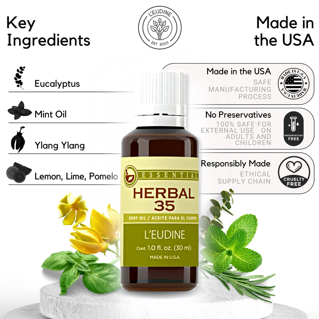 L'eudine Herbal 35 Essential Oil, Soothing and Calming Eucalyptus Essential Oil, Powerful Blend L'eudine Au supplements