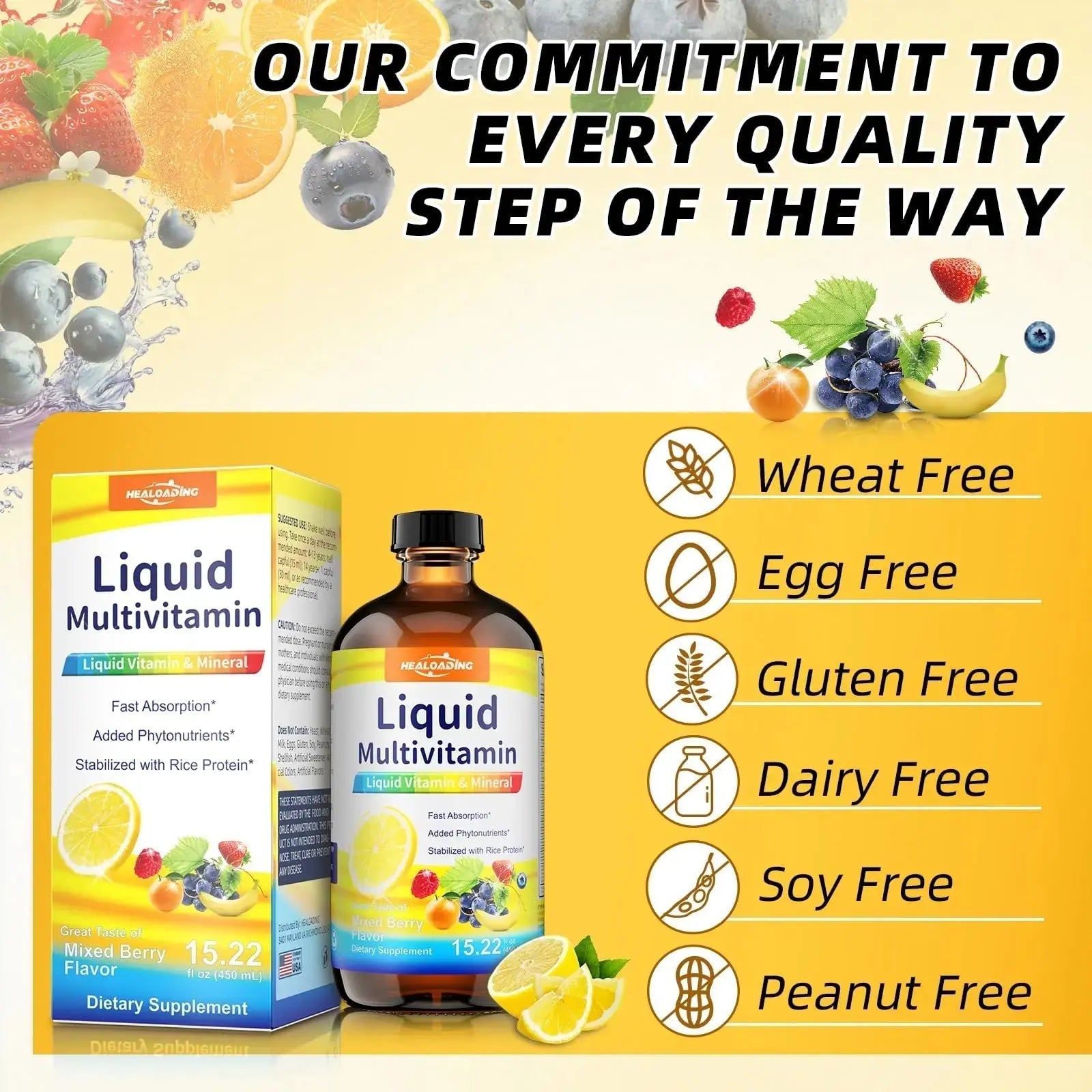 HEALOADING Nutritious Liquid Multivitamin for Women：Liquid Multi Vitamin with Amino Acids Zinc Selenium Mixed Fruit Flavor HEALOADING Au supplements