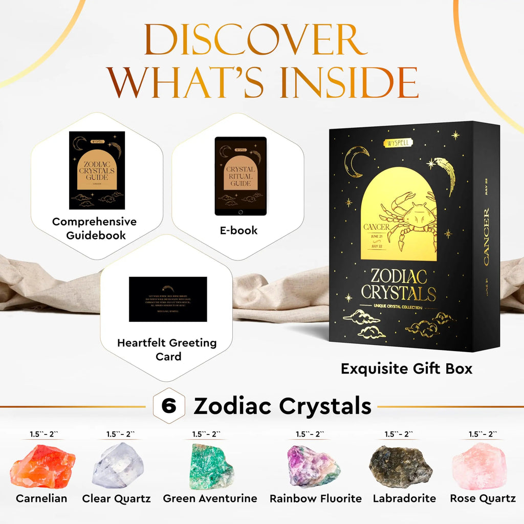 Wyspell Cancer Crystal Set - 6 Raw Cancer Crystals and Healing Stones - Cancer Zodiac Gifts for Women Wyspell Au supplements
