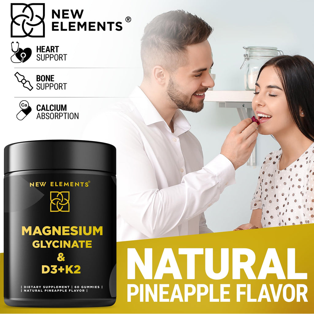 Calm Magnesium Glycinate Gummies 500mg with High-Potency Vitamin D3 10000iu & Vitamin K2 100mcg | Stress Relief, Relaxation & Bone Support for Adults