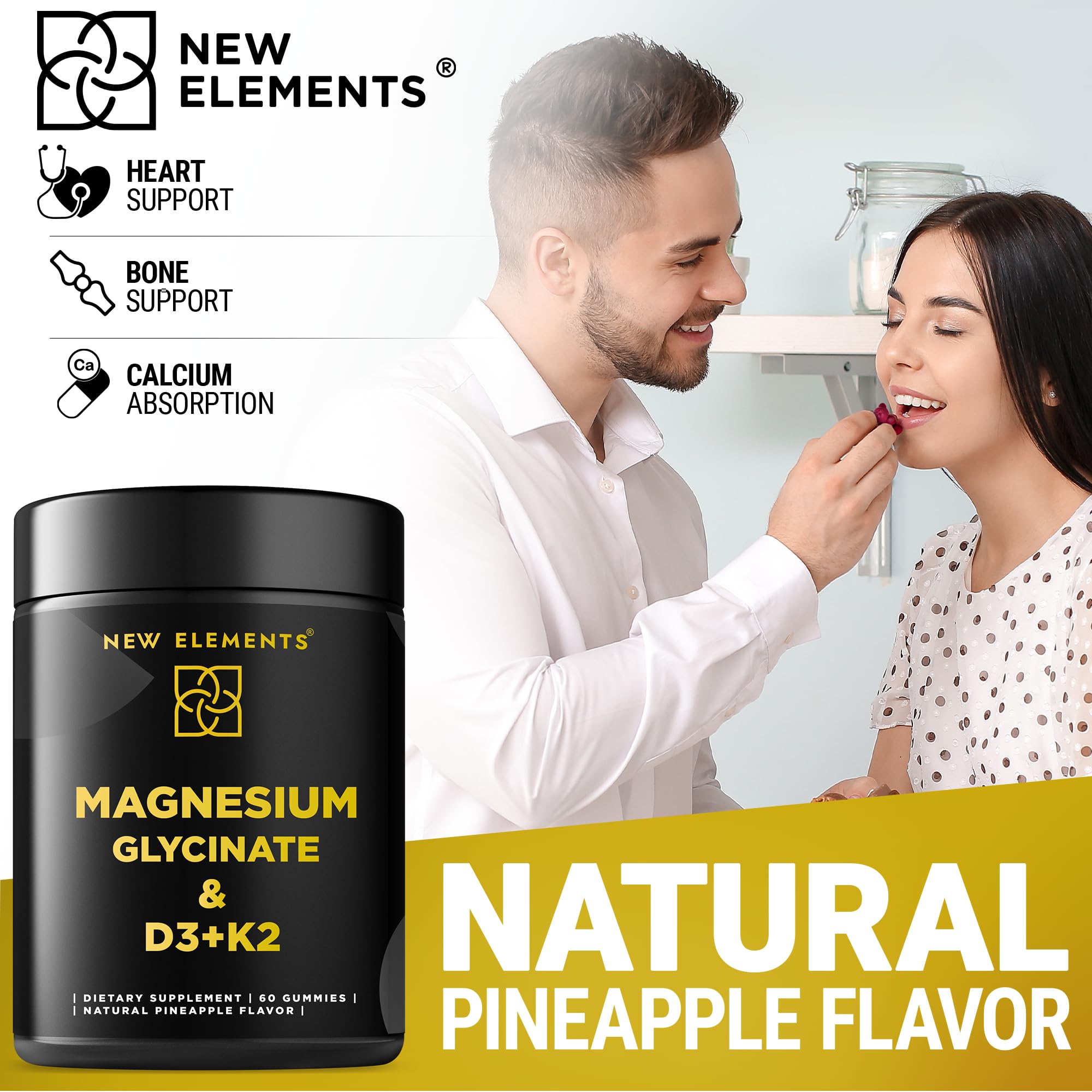 Calm Magnesium Glycinate Gummies 500mg with High-Potency Vitamin D3 10000iu & Vitamin K2 100mcg | Stress Relief, Relaxation & Bone Support for Adults