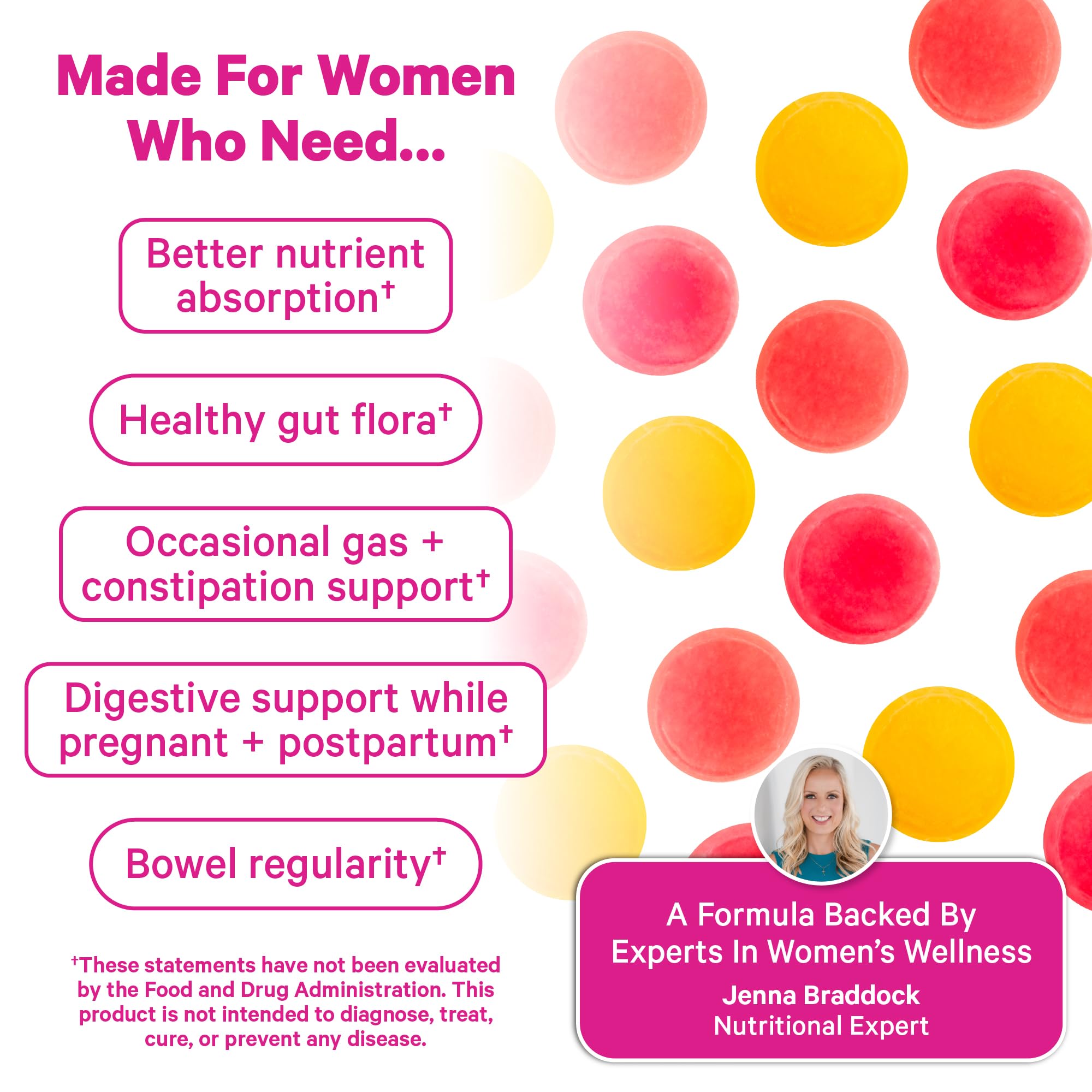 Pink Stork Prenatal Fiber Gummies for Women - 3g Prebiotic Inulin from Chicory Root - Natural Pregnancy & Postpartum Stool Softeners