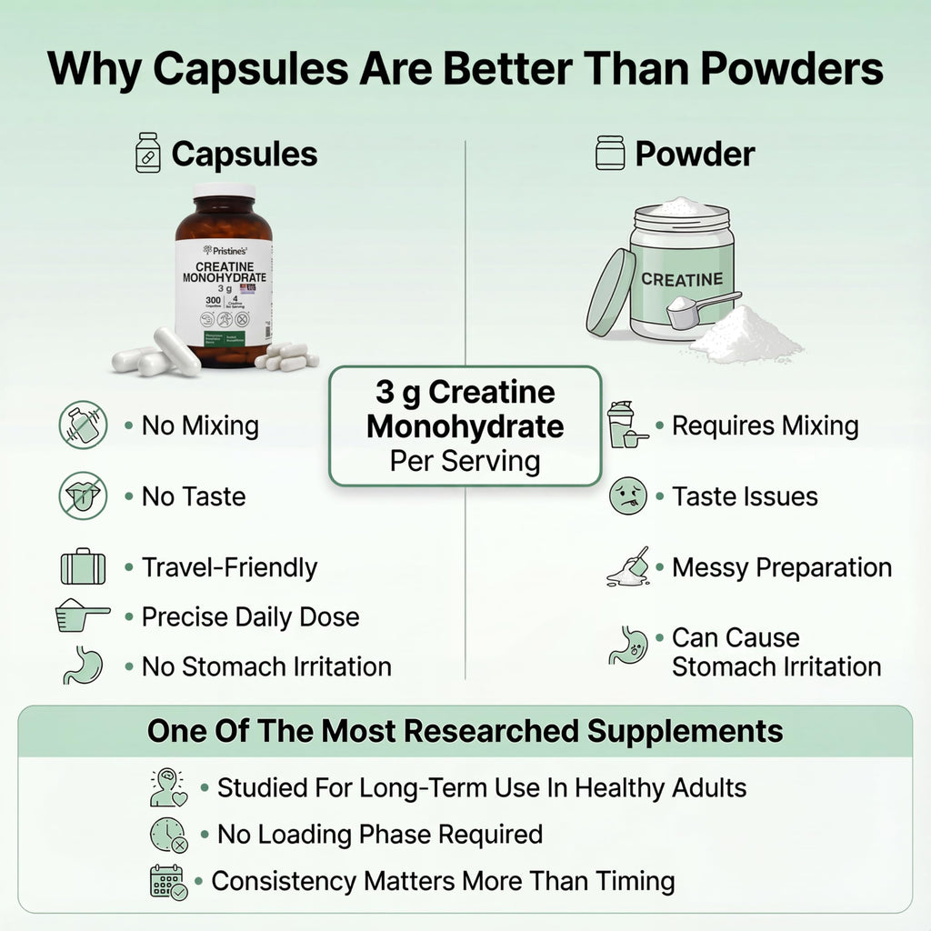 PRISTINE'S Creatine Monohydrate Capsules for Women & Men - NSF Certified 75 Day Supply 3G Muscle Growth Support Supplement - Cognitive & Athletic Performance Support - Enhanced Recovery PRISTINE'S Au supplements