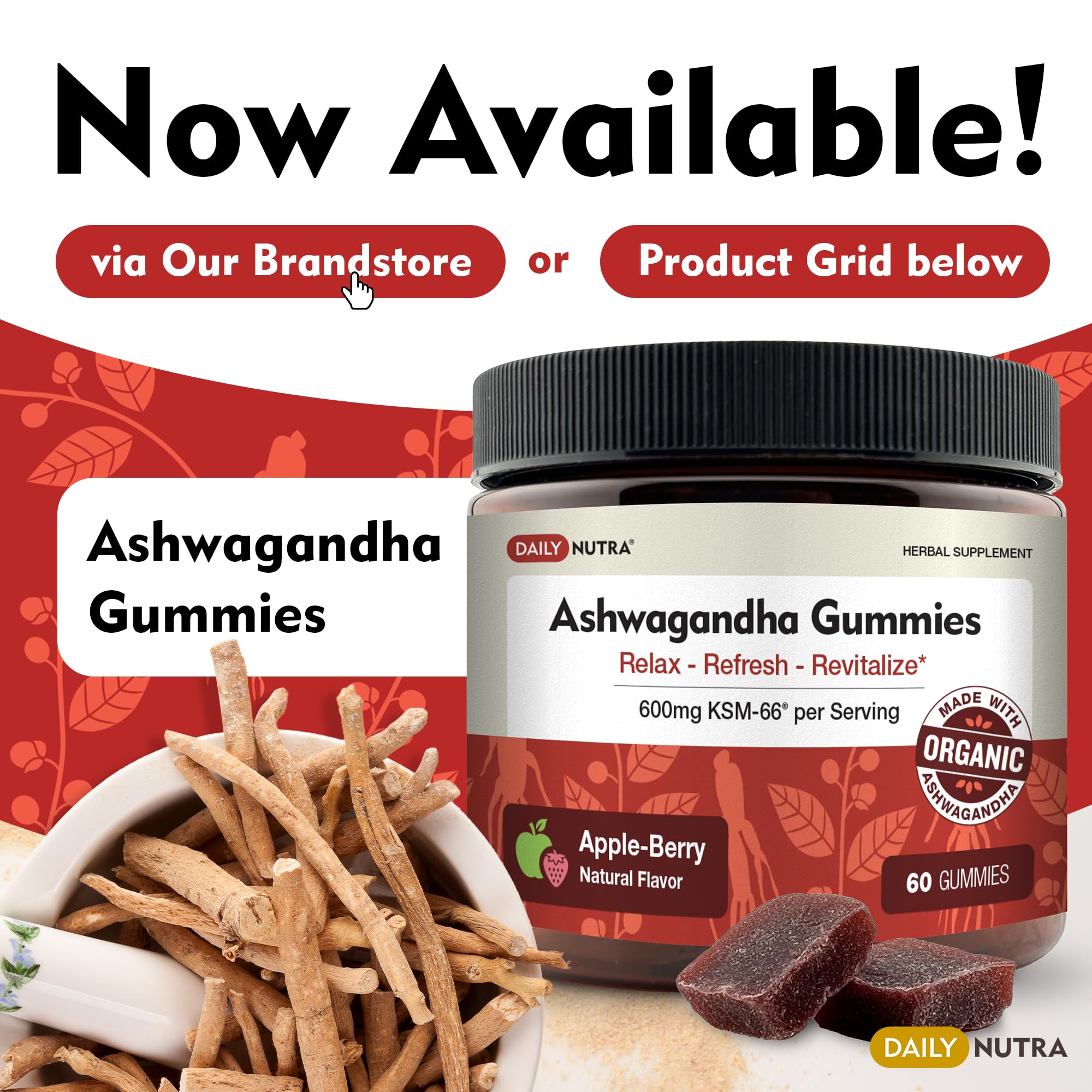 DailyNutra KSM-66 Ashwagandha 600mg Organic Root Extract - High Potency Supplement with 5% Withanolides | Relieves Tiredness, Supports Relaxation, Focus, Energy, & Muscle Growth (90 Capsules) DailyNutra Au supplements