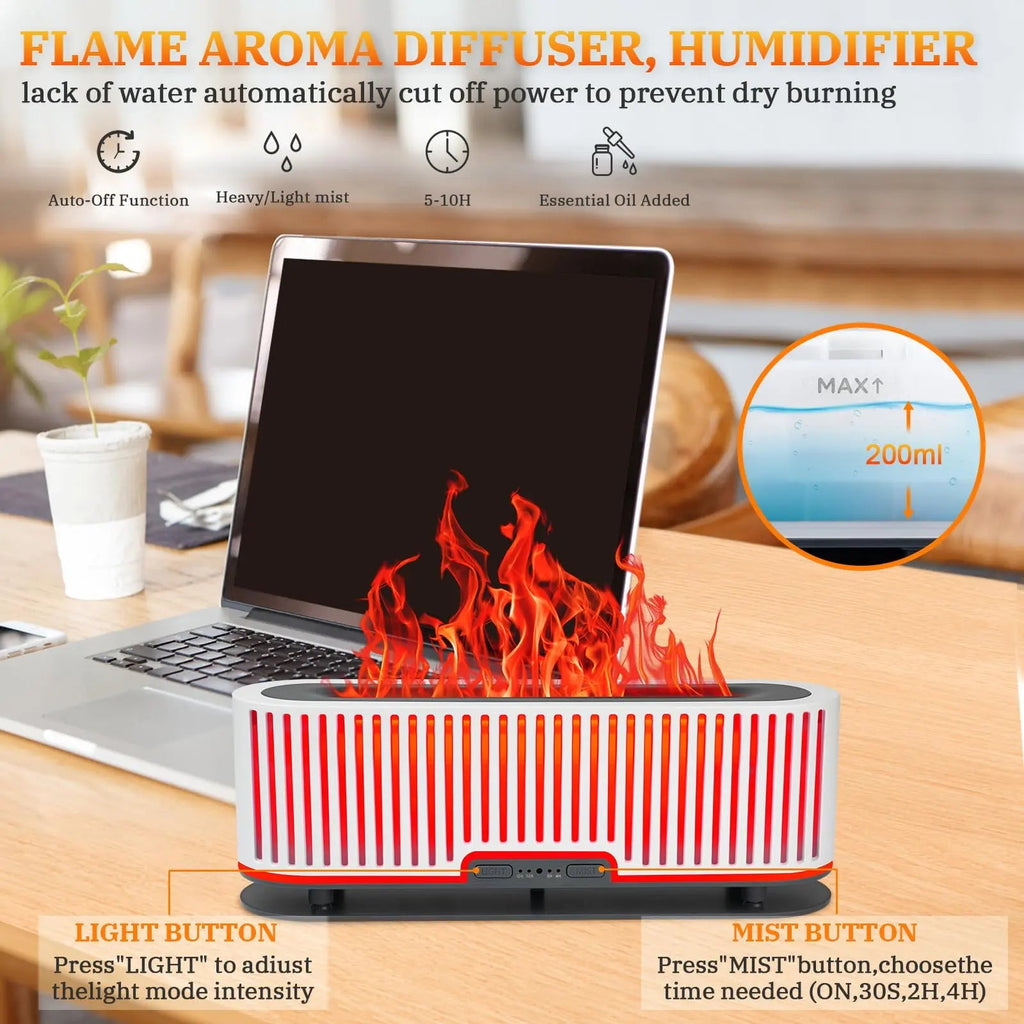 Comfynest Colorful Flame Air Aroma Diffuser Humidifier 7 Flame Colors,200ml Essential Oil Comfynest Au supplements