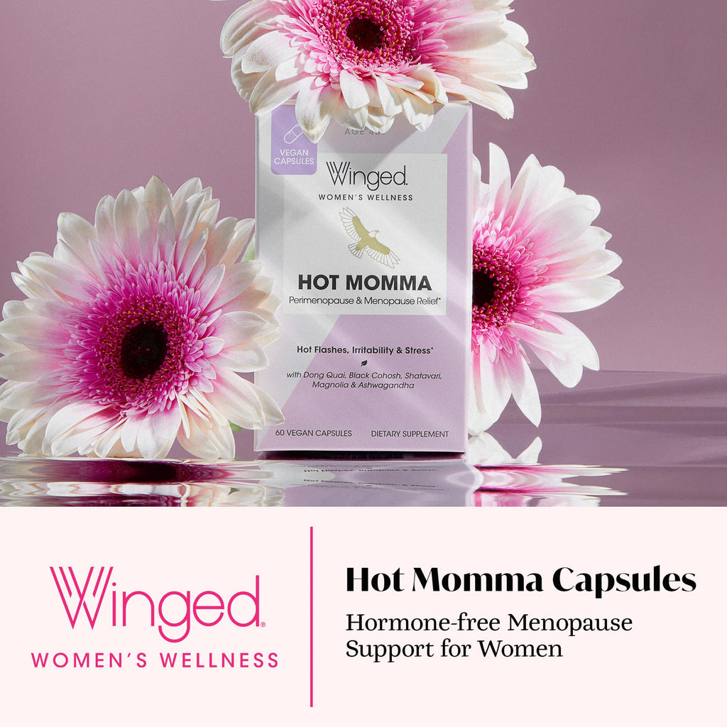 Winged Wellness Hot Momma Menopause Supplements for Women - Hormone-Free Menopause Relief Support for Hot Flashes & Night Sweats with Chaste Tree Berry, Multivitamins & Shatavari - 60 Vegan Capsules Winged Wellness Au supplements