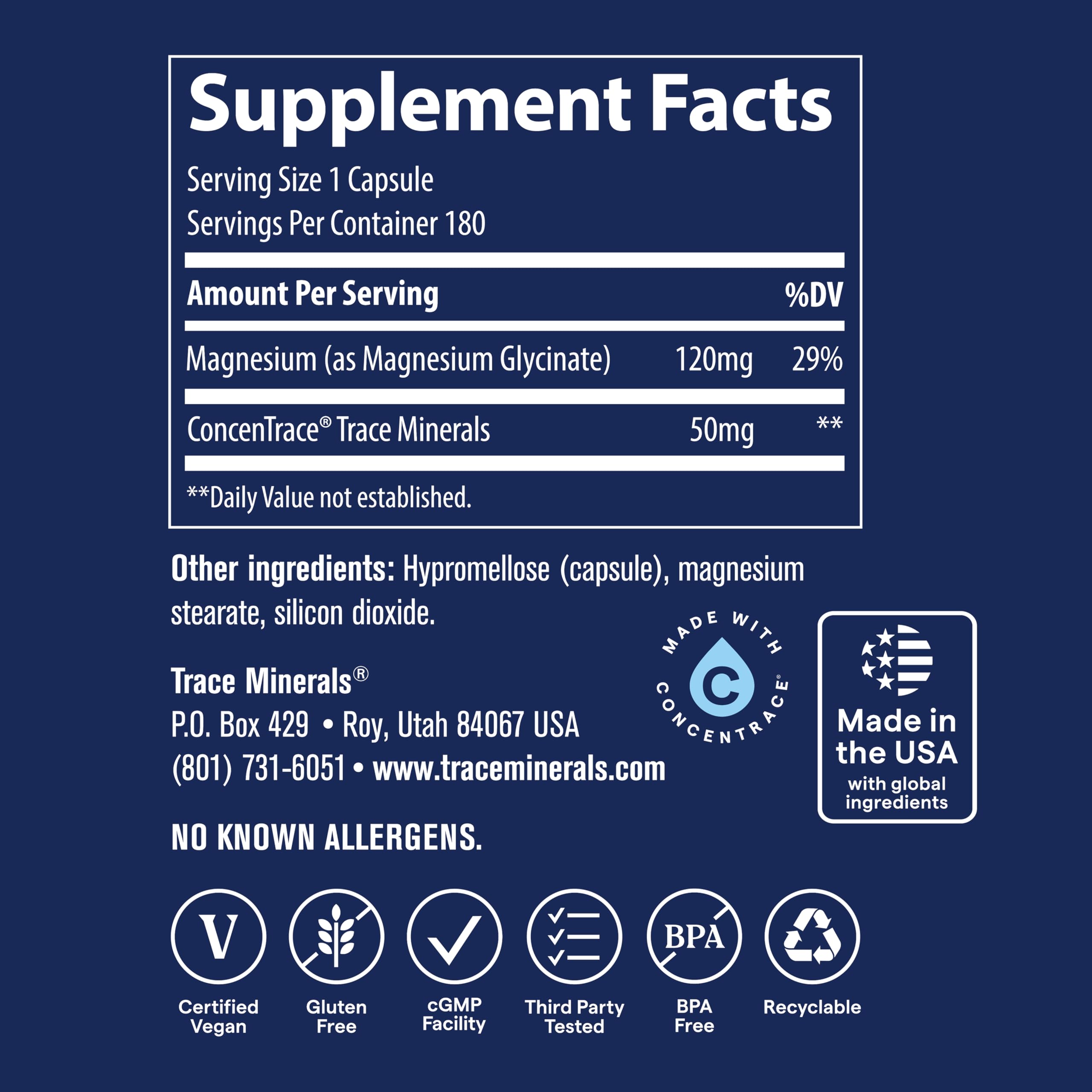 Trace Minerals Magnesium Glycinate - Gentle Magnesium Glycinate Supplement for Healthy Sleep & Relaxation Support - Healthy Mind & Energy