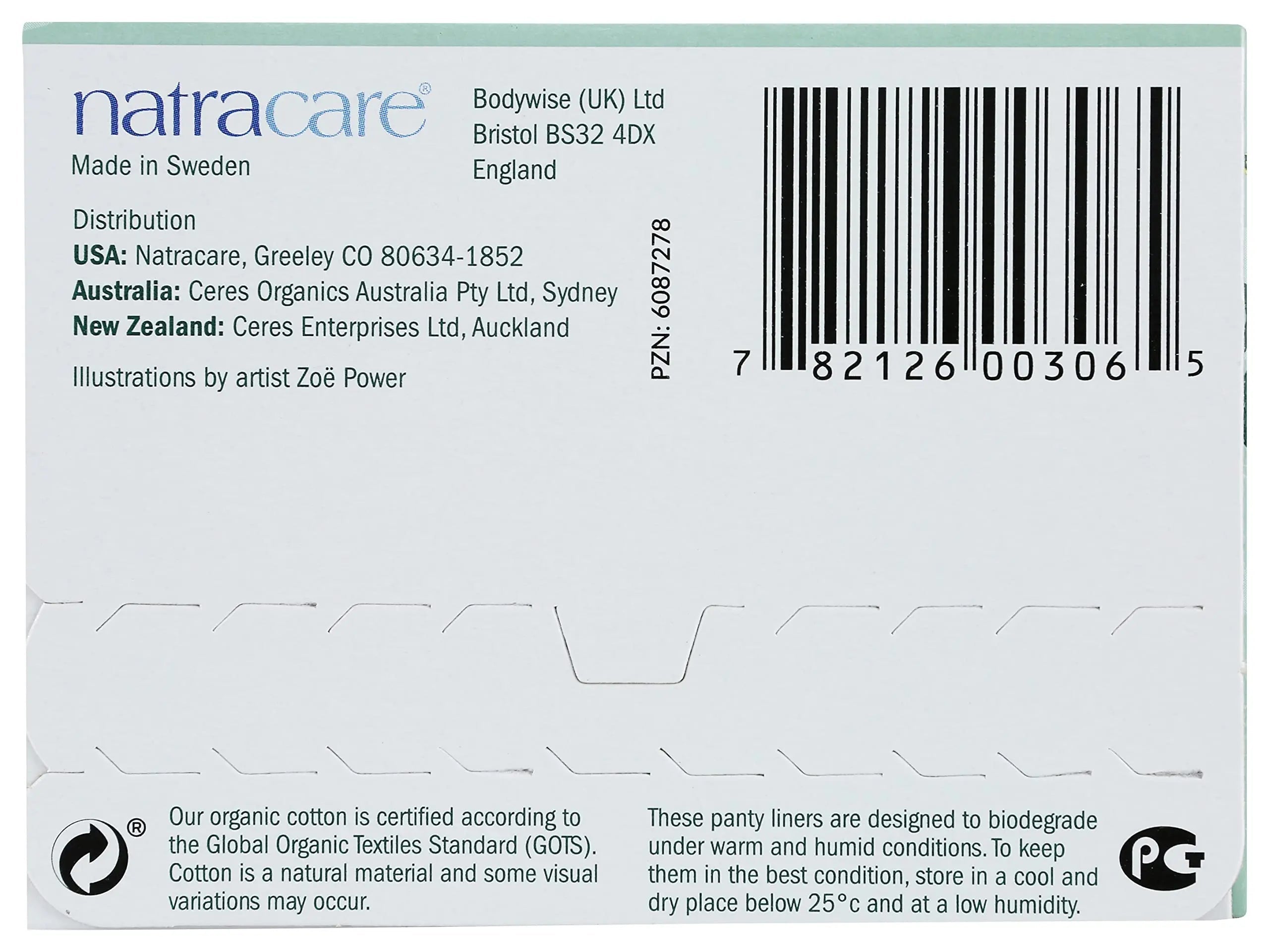 Natracare Natural Organic Curved Panty Liners, with Certified Organic Cotton, Ecologically Certified NATRACARE Au supplements
