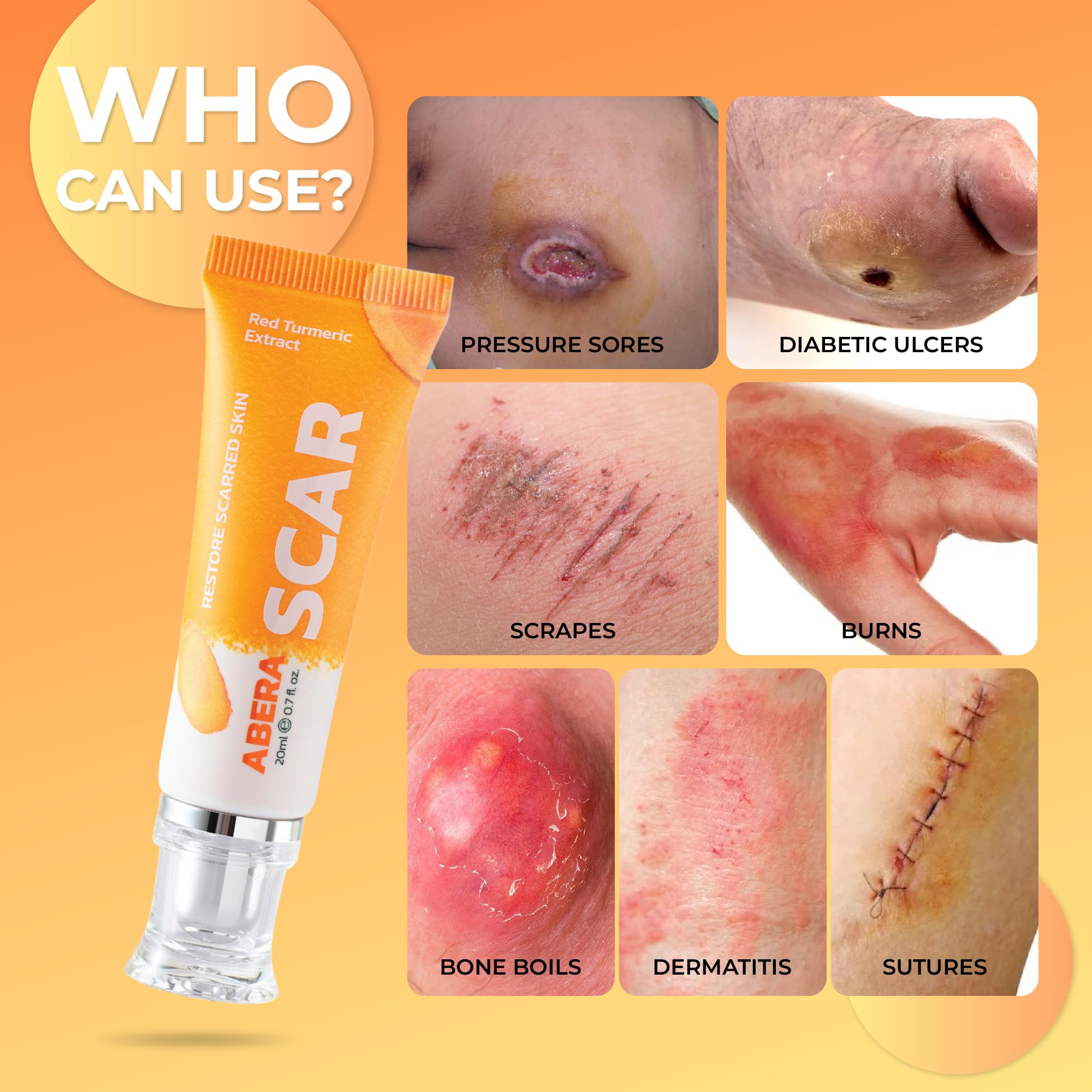 ABERA Scar Removal Cream for Women and Men - Rapid Repair of New Old Scars, Spots, Burns All Natural Treatment with Vitamin E, Alanine, Collagen (1 Box + 3 Eye Patch) ABERA Au supplements