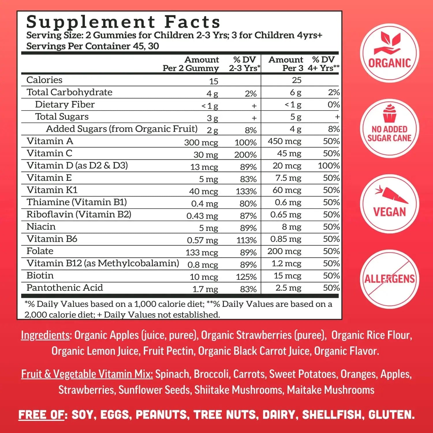 Llama Naturals Kids Multivitamin Gummies | Real Fruit, No Added Sugar Cane | Organic Vegan Toddler Whole Food Vitamins | Llama Naturals Au supplements