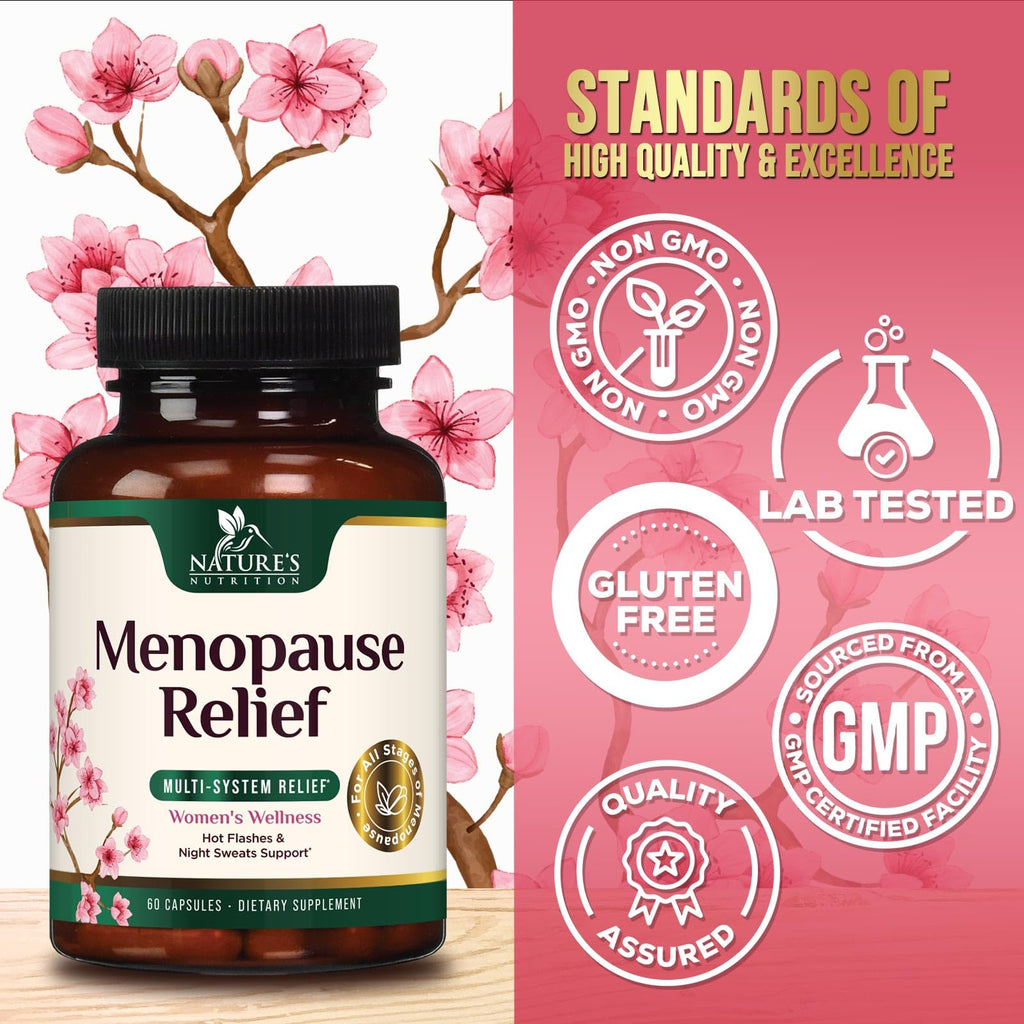 Menopause Supplement for Women - Natural Menopause Relief Support for Mild Hot Flashes & Night Sweats - Best Probiotics for Women, Dong Quai, Black Cohosh, Ashwagandha - Bottled in USA - 60 Capsules Nature's Nutrition Au supplements