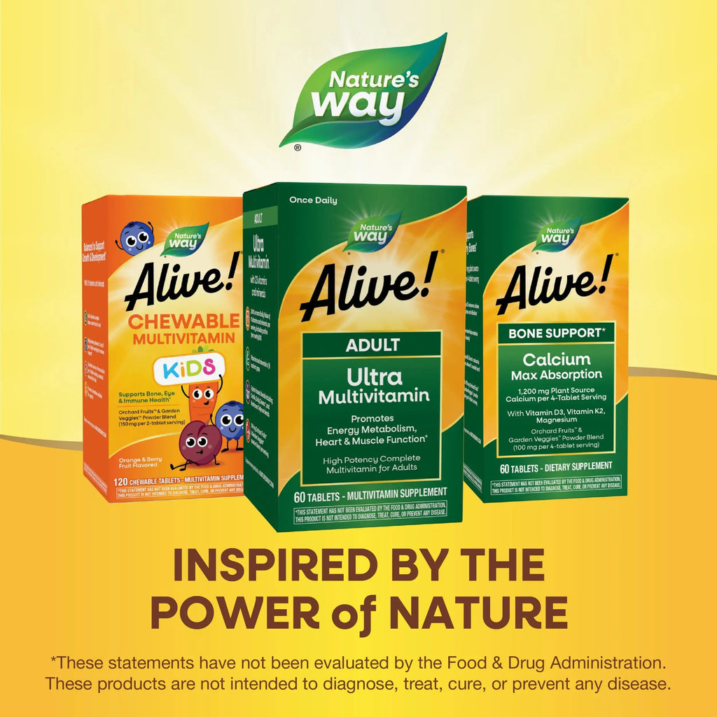 Nature's Way Alive! Adult Ultra Multivitamins, Promotes Energy Metabolism, Heart & Muscle Function*, with B-Vitamins Including Methylated B12, Gluten Free, 60 Tablets Nature's Way Au supplements