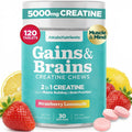 Creatine Chews - 5000mg Creatine Monohydrate Tablets for Men & Women with Ashwagandha KSM-66 - Low Sugar Muscle Support & Cognitive Boost - Gummy Alternative - 120 Count (Strawberry Lemonade) Attain Nutrients Au supplements