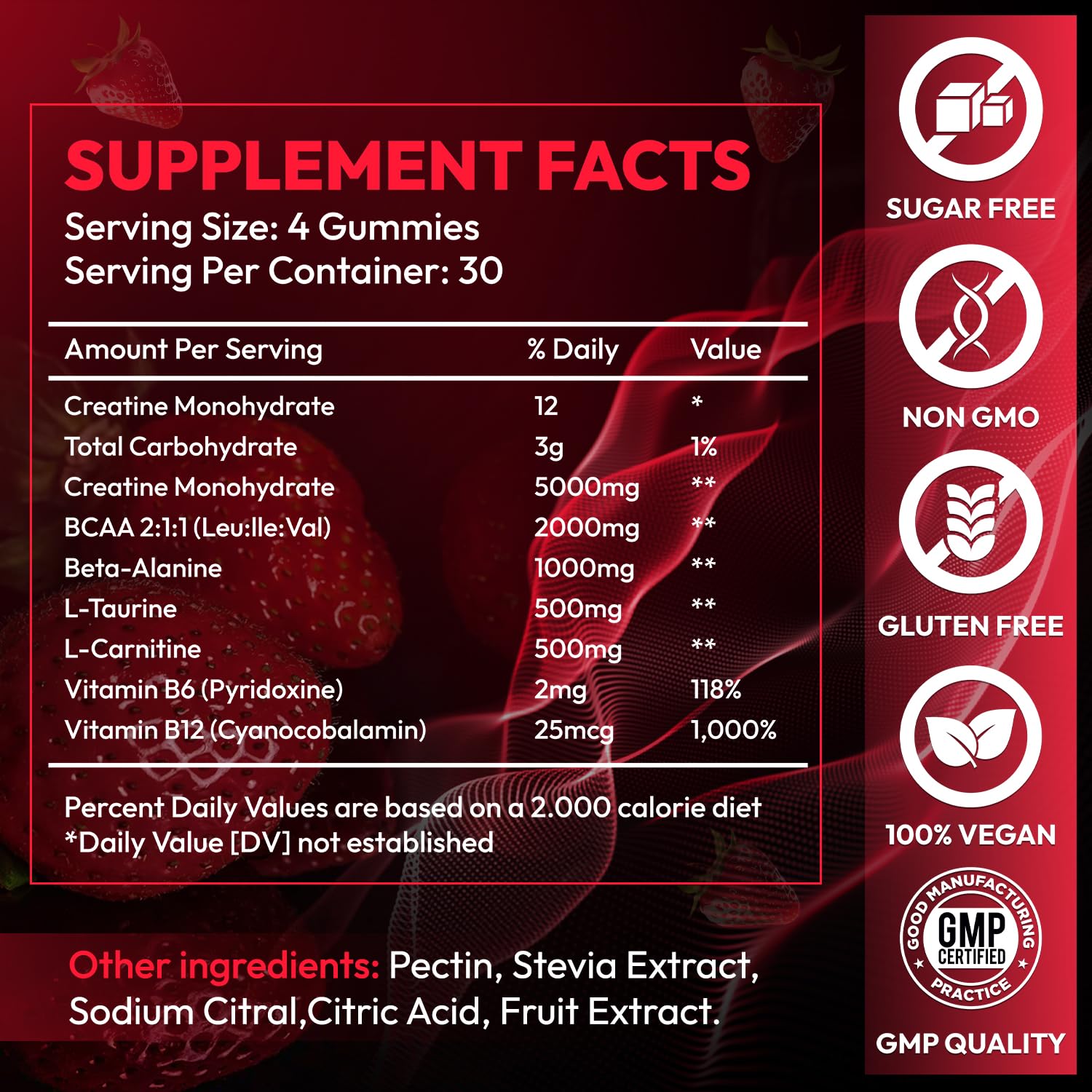 Creatine Gummies Monohydrate Complex 9000MG, Chewable Creatine Monohydrate Gummies for Men & Women with L-Taurine, BCAA 2:1, B12/6, Building Muscle