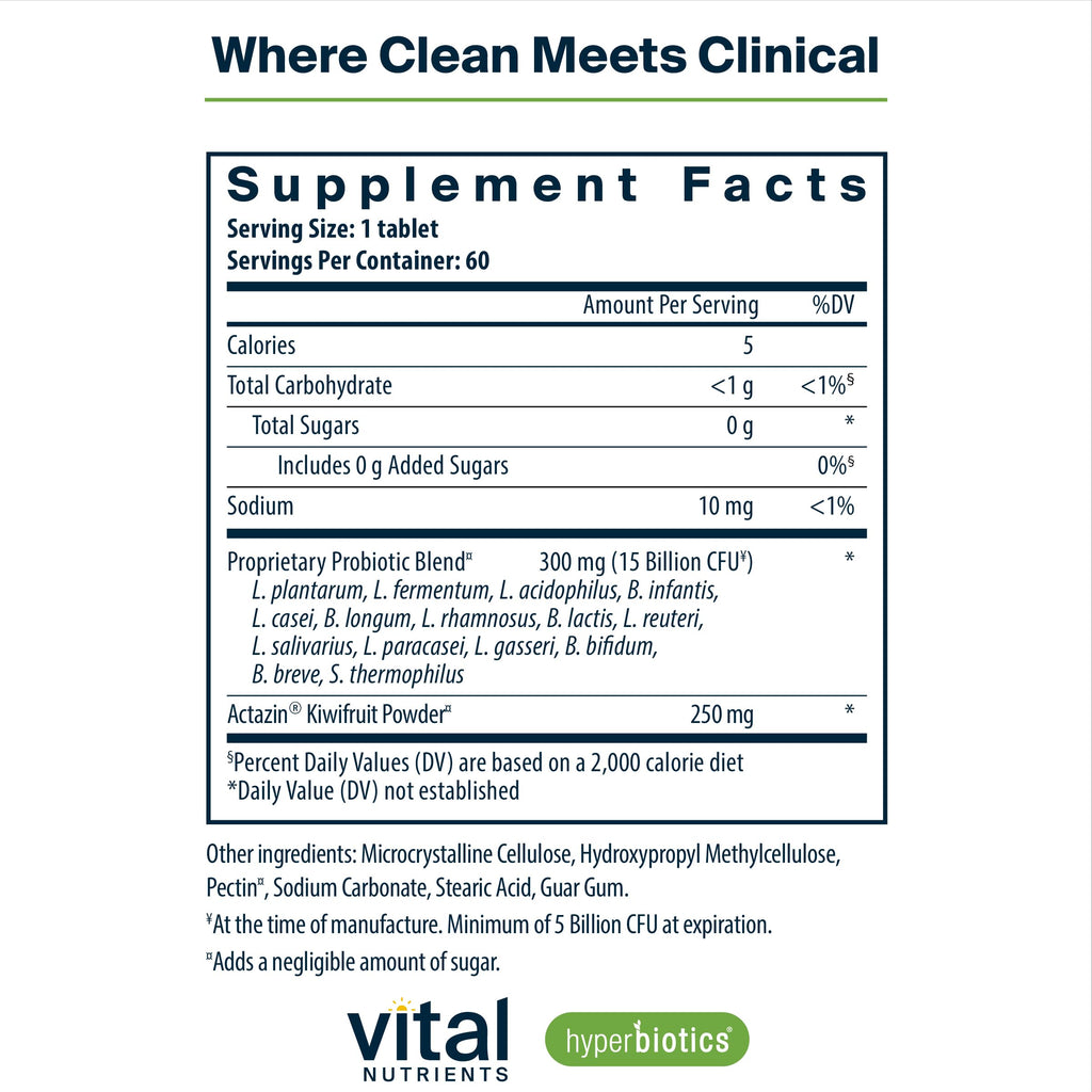 Hyperbiotics Vital Nutrients Pro-15 Advanced Probiotics for Women and Men | 15 Strains + Kiwifruit | Clinically Studied Daily Probiotics for Digestive Health, Gas, & Bloating | 60 Vegan Tablets Hyperbiotics Au supplements