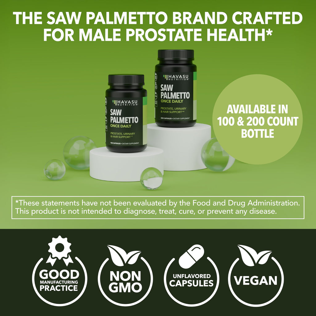 Saw Palmetto for Men Prostate Health Supplement to Promote Urinary Tract Function - 500mg Per Serving - 100 Count - DHT Blocker Hair Vitamin