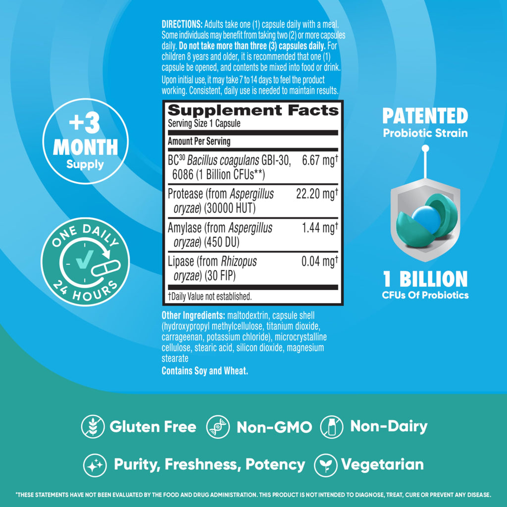 IBS Daily Probiotic Capsules for Digestive Health & Gut Health, Digestive Advantage Probiotics For Men and Women (96 count box) - Digestible Enzymes