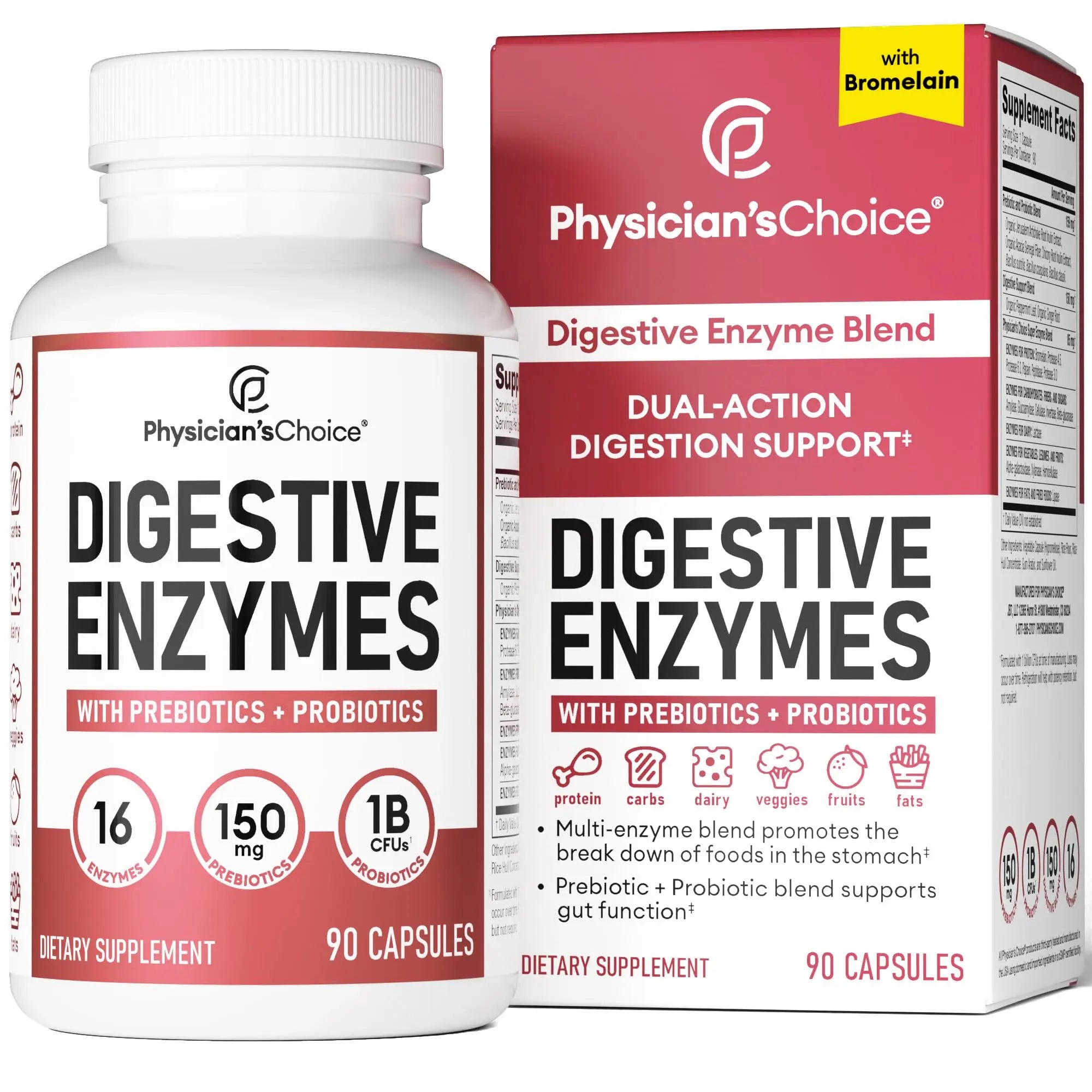 Physician's CHOICE Digestive Enzymes - Multi Enzymes, Bromelain, Organic Prebiotics Physician's CHOICE Au supplements