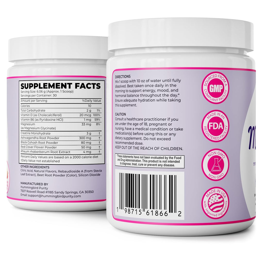 Meno Magic Menopause Support Drink – Raspberry Lemonade with Creatine, Herbs & Vitamins | 30 Servings Hummingbird Purity Au supplements