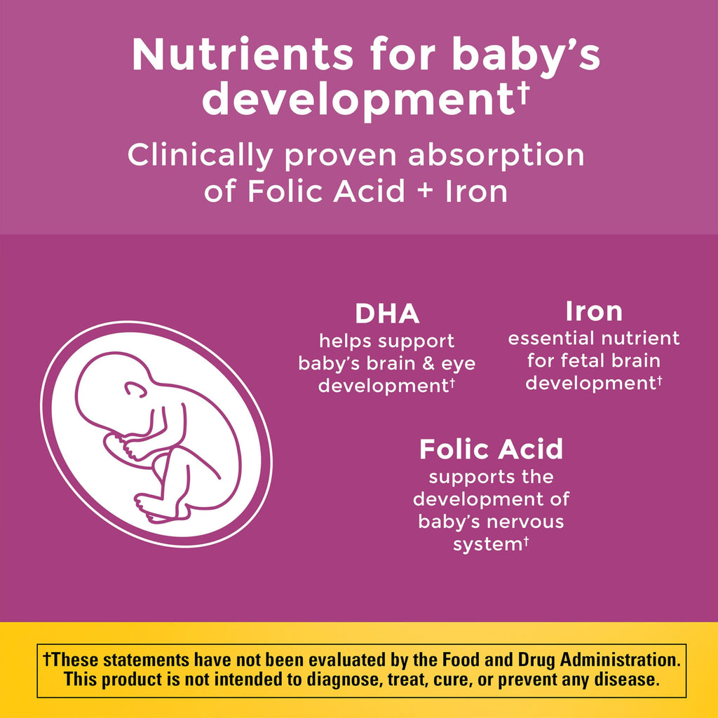 Nature Made Prenatal Vitamins for Women with Folic Acid + DHA, Prenatal Vitamin and Mineral Supplement for Daily Nutritional Support