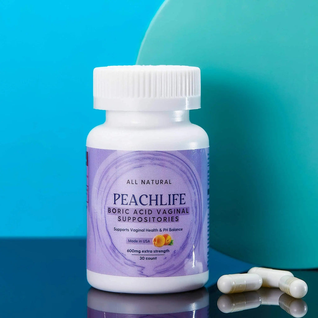 Peachlife Boric Acid Suppositories and Small Soft Menstrual Cup with Ring Pull Peachlife Au supplements